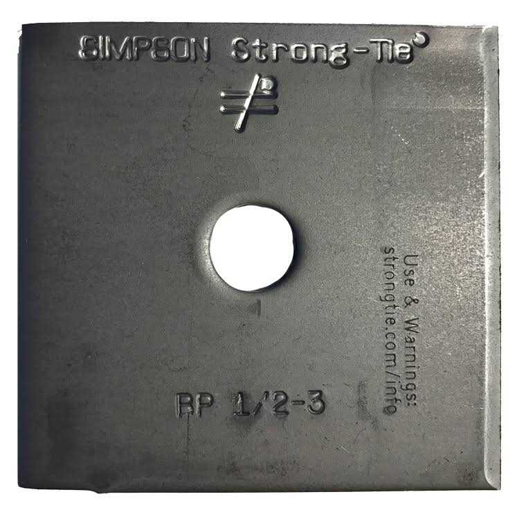 Simpson Strong-Tie BP 3 in. x 3 in. Bearing Plate with 1/2 in. Bolt Dia	Simpson Strong-Tie BP 3 in. x 3 in. Bearing Plate with 1/2 in. Bolt Dia - Cheap Fitting