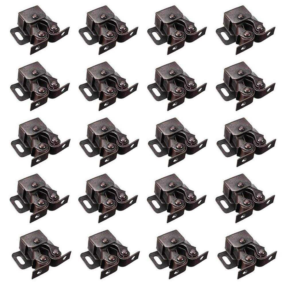 Btmb Cold Rolled Steel Cupboard Closet Cabinet Door Double Ball Roller Catch Latch 20pcs - Cheap Fitting