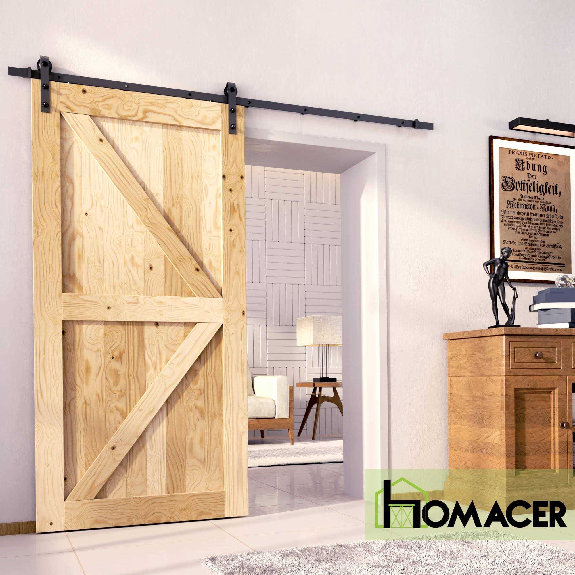 HOMACER 5-in-1 84in Pine Wood Frame Barn Door without Installation Hardware Kit HOMDR - Cheap Fitting