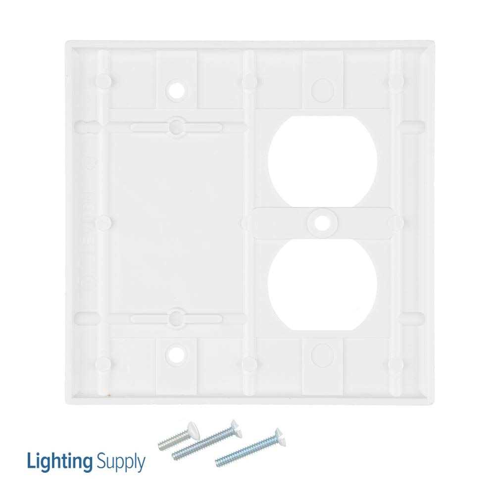 Leviton 2-Gang 1-Duplex 1-Blank Device Combination Wallplate 88008 - Cheap Fitting