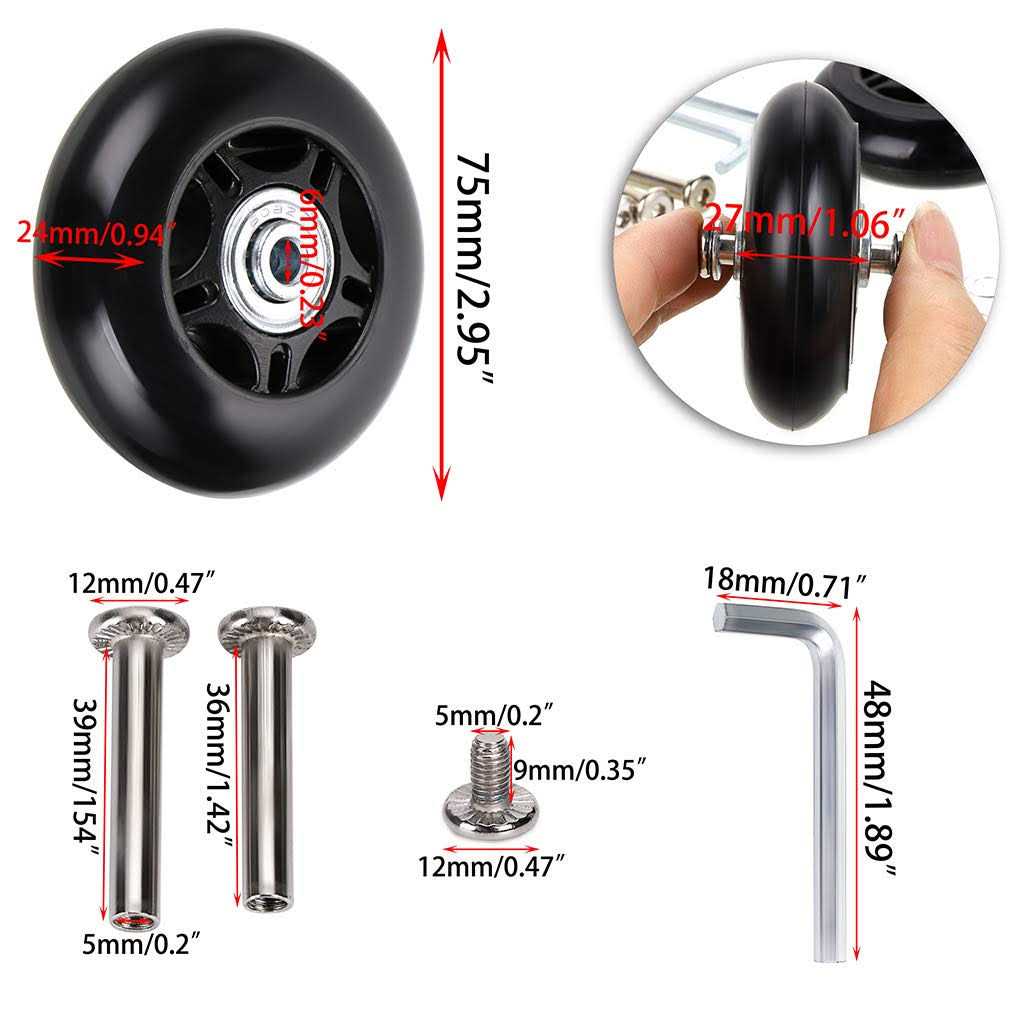 OwnMy 18mm Luggage Suitcase Replacement Wheels Rubber Swivel Caster Wheels Bearings Repair Kits - Cheap Fitting