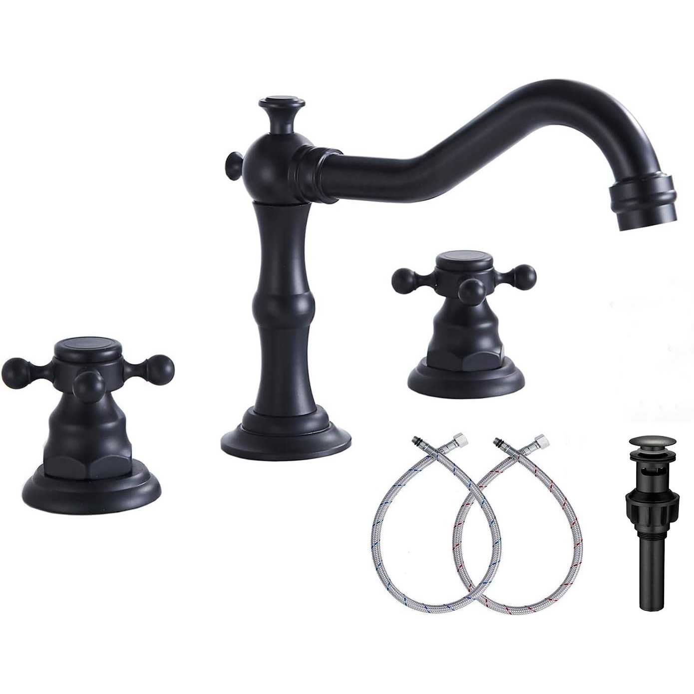 Ggstudy Two Handles Three Holes Faucet 8-16 Inch Widespread Bathroom Sink Faucet Oil Rubbed - Cheap Fitting