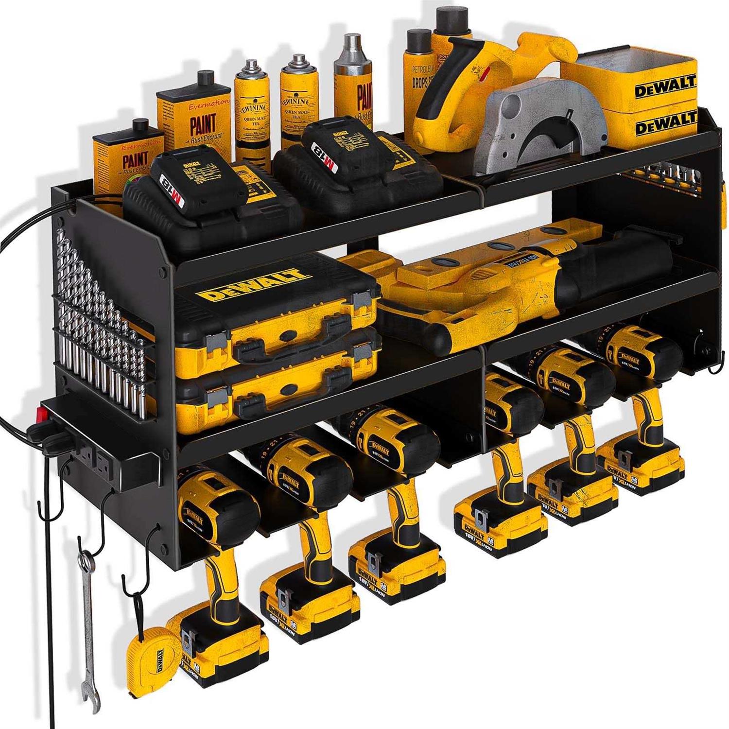 Spampur Power Tool Organizer Garage Organization with 6 Drill Holders Wall Mount - Cheap Fitting