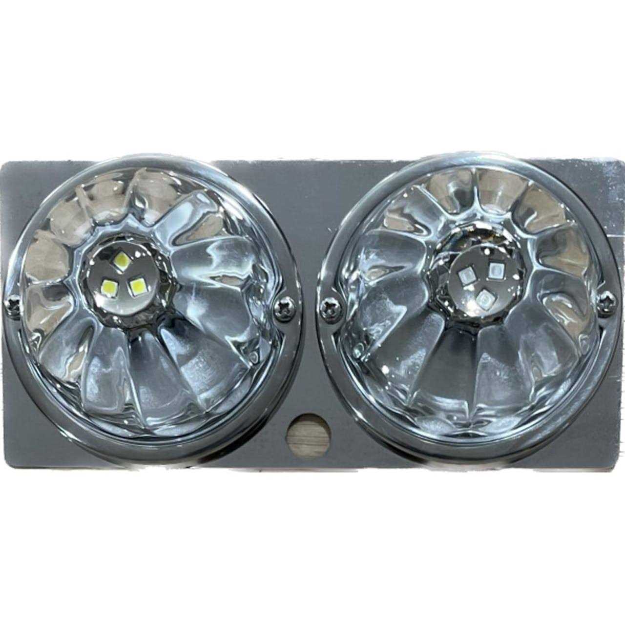 Kenworth Stainless Steel AeroCab Center Dome Light Plate With 2 Watermelon Light Holes And 1 Toggle Switch Hole - Cheap Fitting