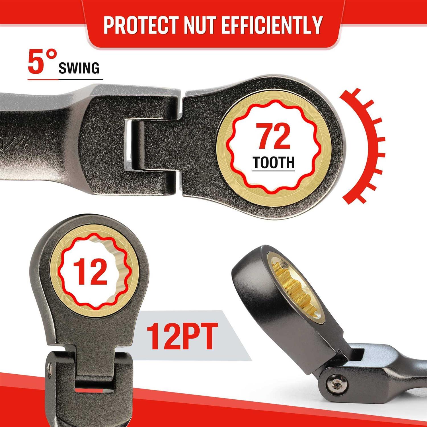 WORKPRO 8-Piece Flex-Head Stubby Ratcheting Combination Wrench Set - Cheap Fitting