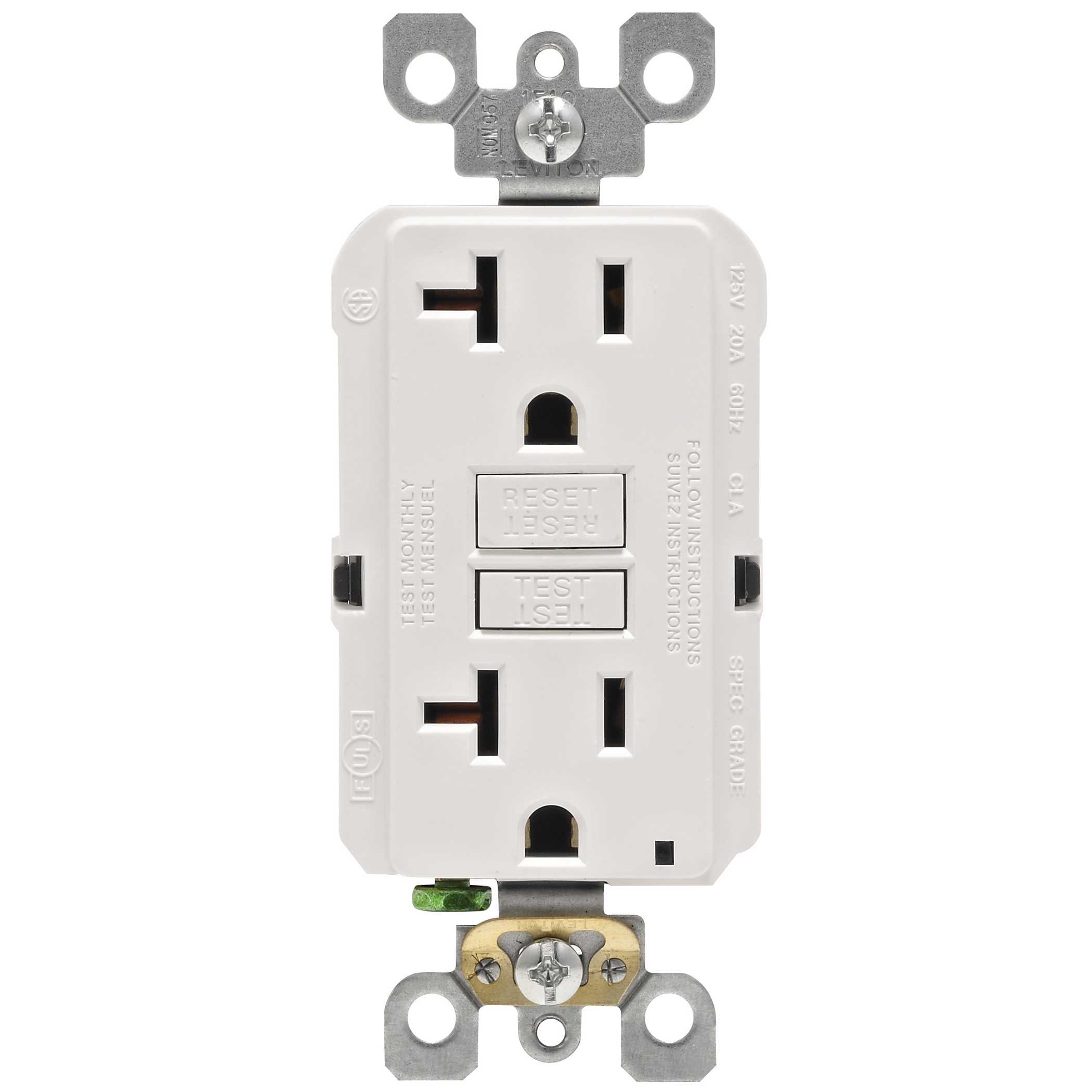 Leviton GFNT2-3W Self-Test SmartlockPro Slim GFCI Non-Tamper-Resistant Receptacle with LED Indicator (3 Pack), White - Cheap Fitting