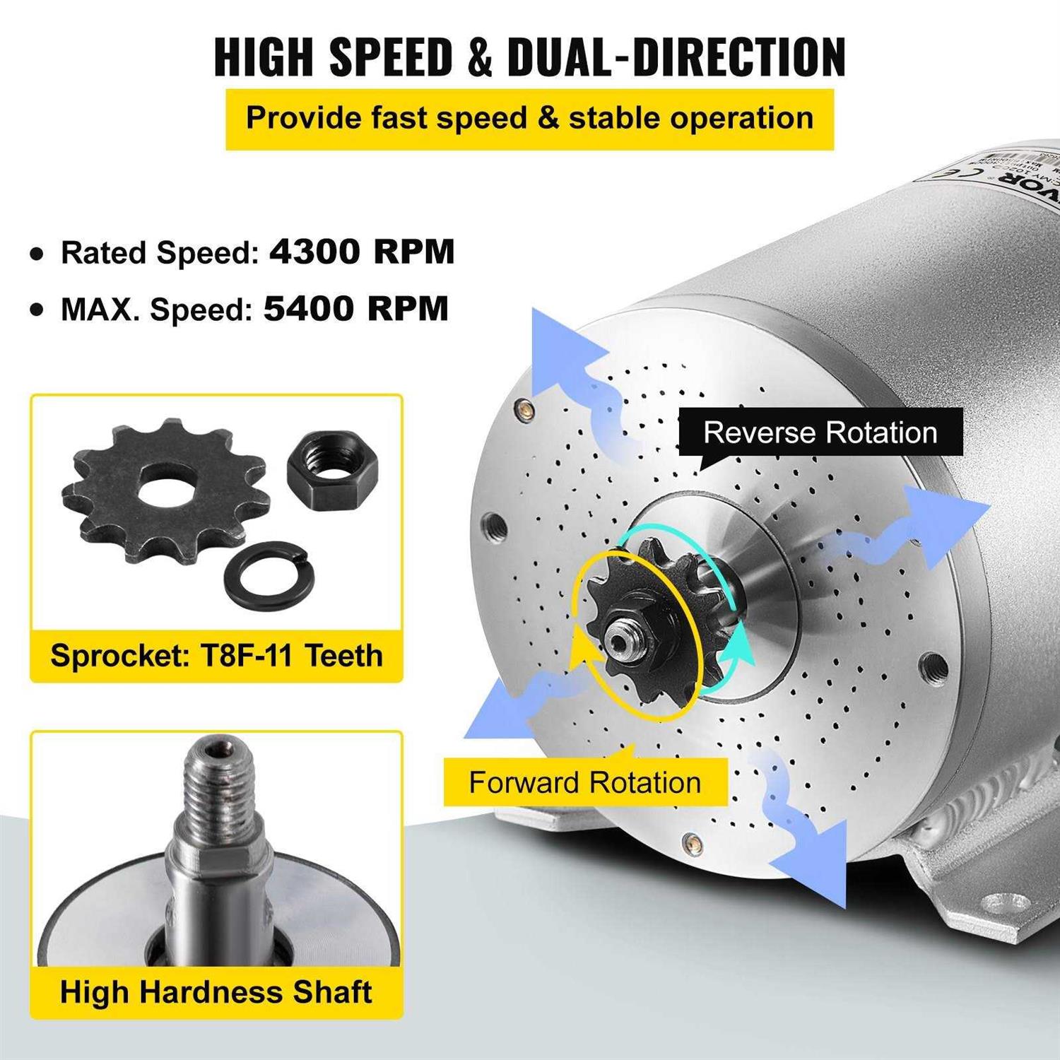 VEVOR Electric Brushless DC Motor 48V 2000W Brushless Electric Motor 4300 RPM High Speed Motor ZLDJWSD2K48V102SNV0 - Cheap Fitting