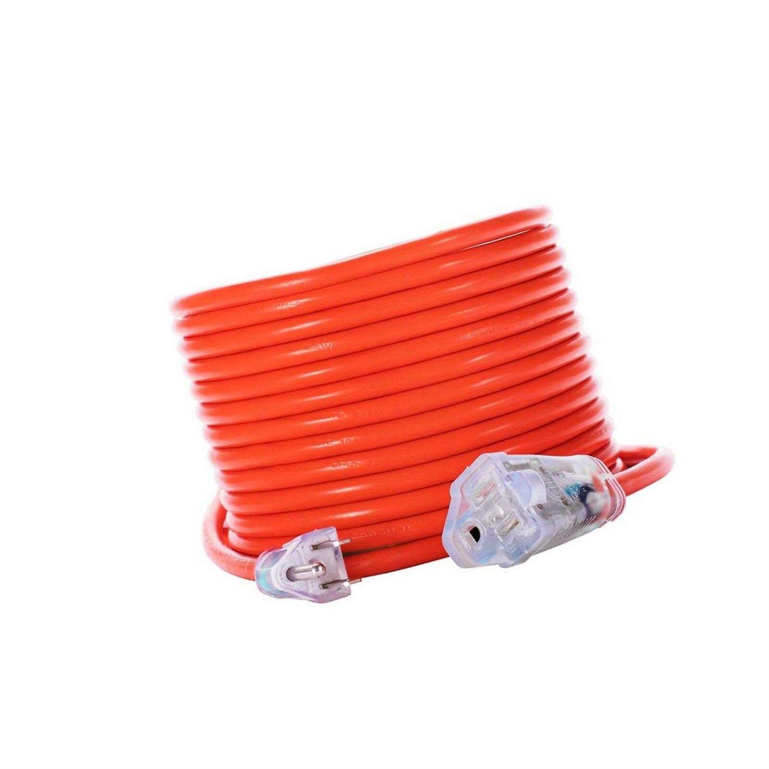 KMC 50ft 16AWG Outdoor Extension Cord SJTW 16/3 Lighted Power Cord - Cheap Fitting