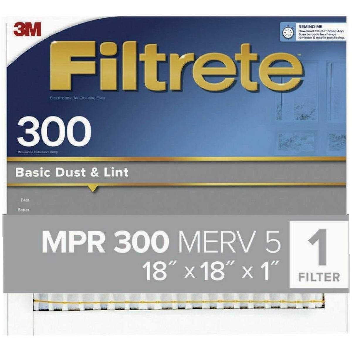 Filtrete 18 In. x 18 In. x 1 In. 300 MPR Basic Dust & Lint Furnace Filter - Cheap Fitting