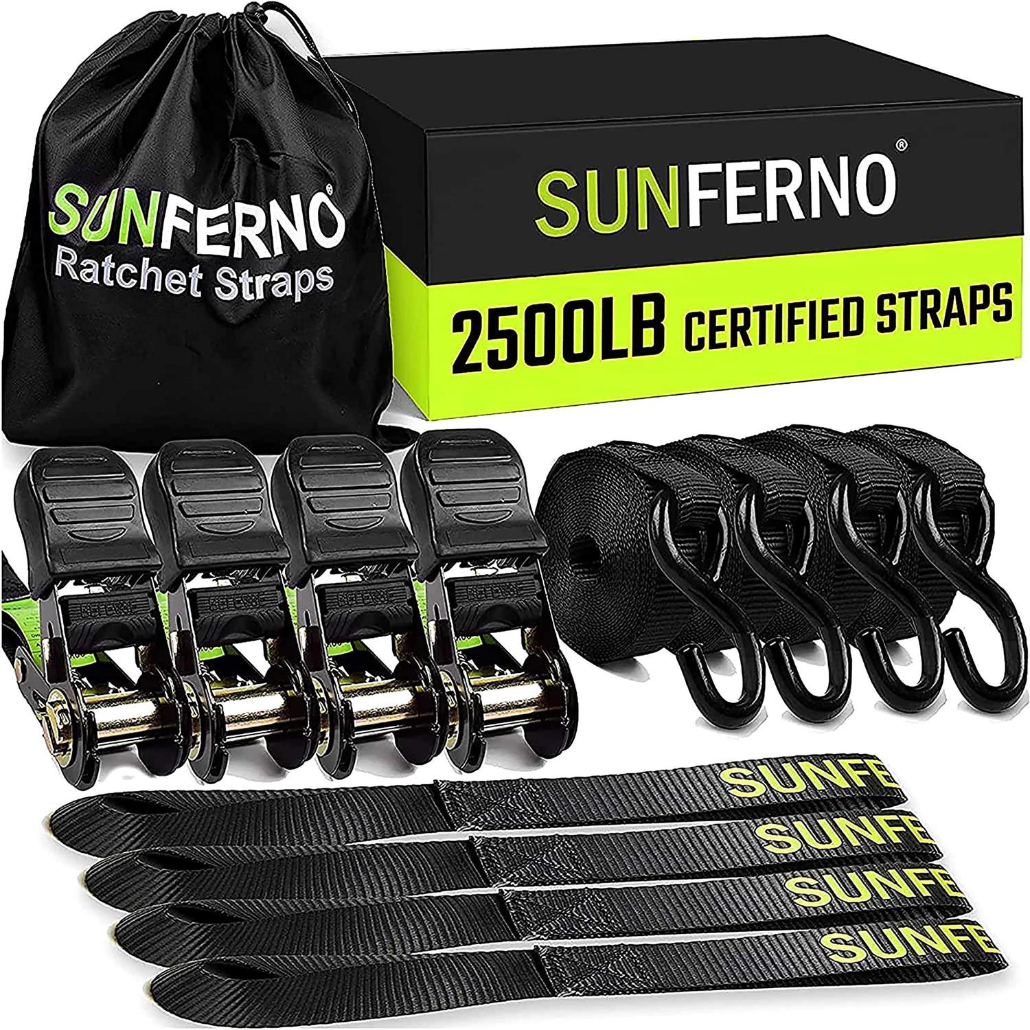 Sunferno Ratchet Straps Tie Down 2500Lbs Break Strength 15 Foot - Cheap Fitting