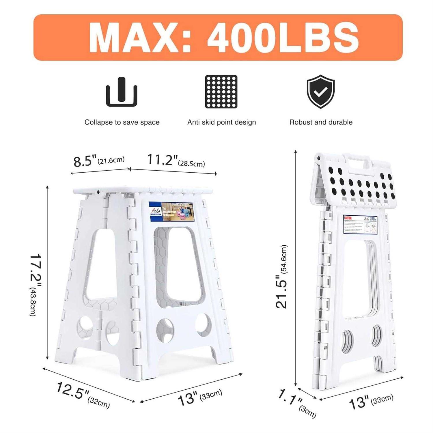 Acko Folding Step Stool 13 Inch Heavy Duty Plastic Foldable Step Stool for Kids and Adults - Cheap Fitting