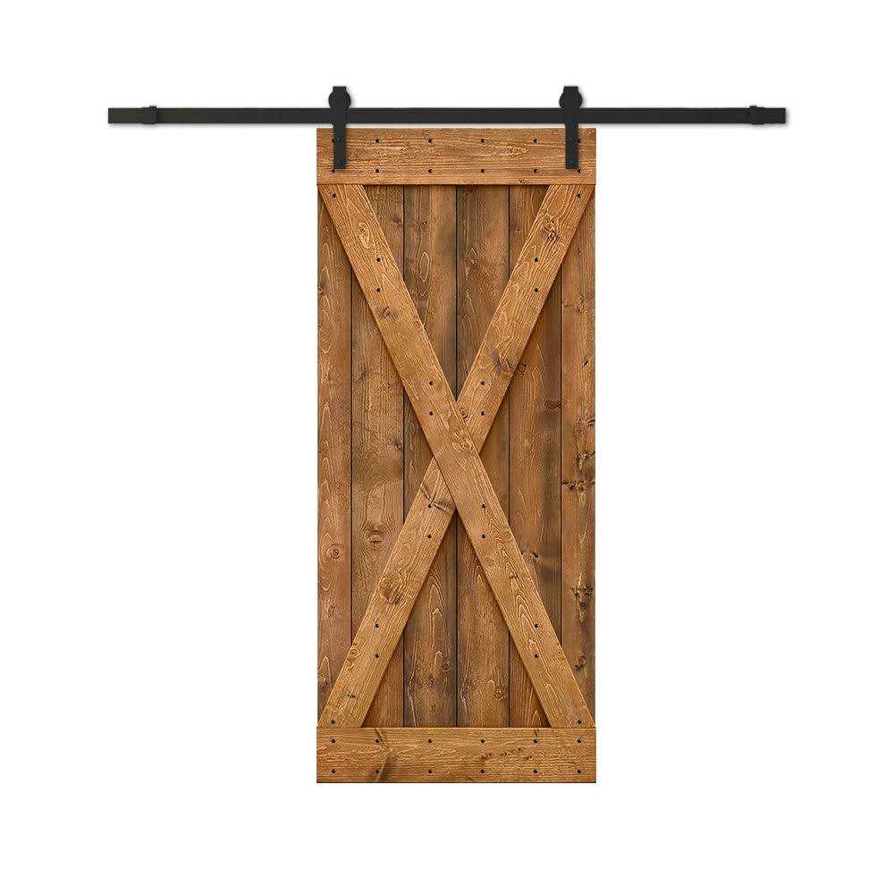 Calhome K Series Stained Wood Sliding Barn Door with Hardware Kit - Cheap Fitting