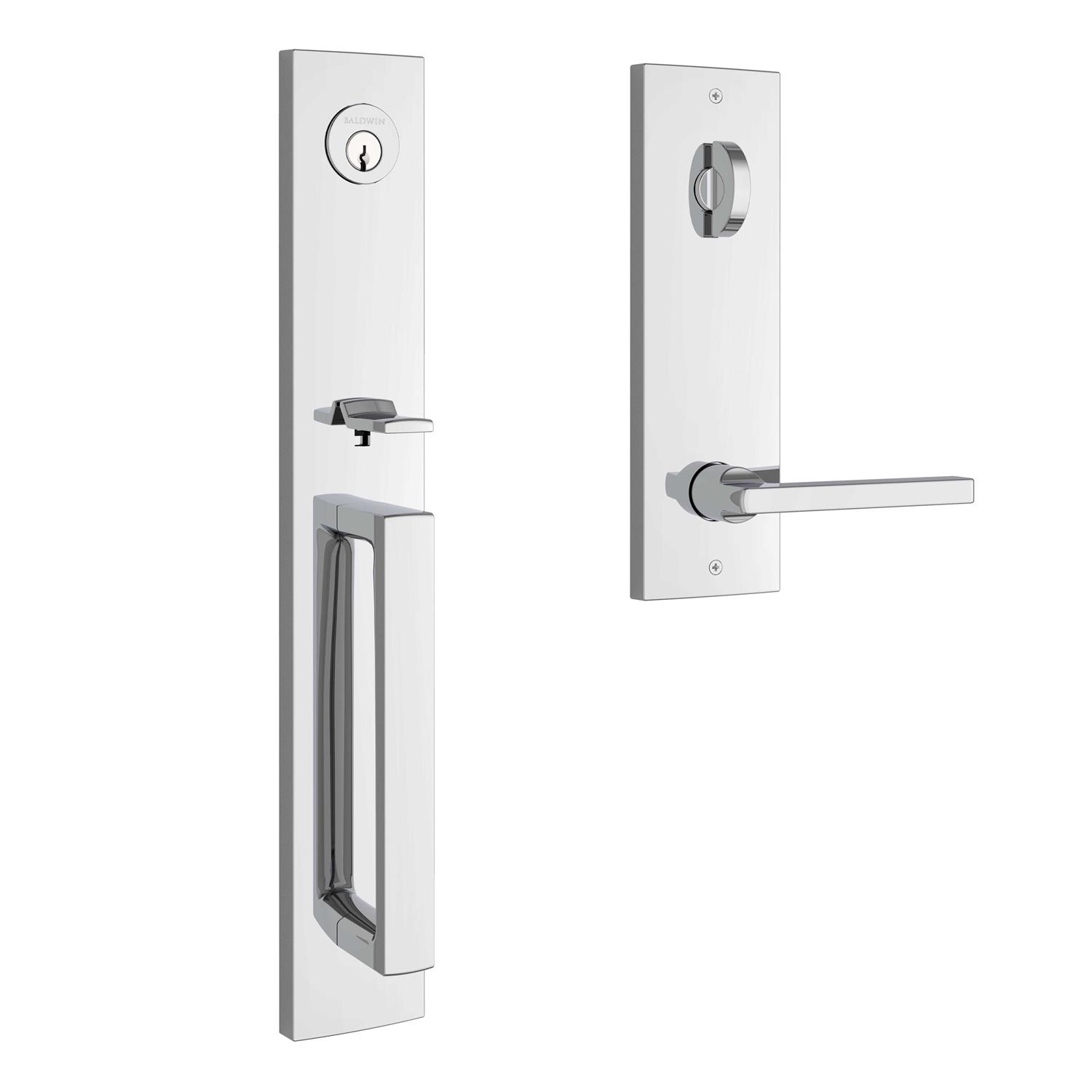 Baldwin EESANxSQUCQE260 Baldwin EE.SANxSQU.R.CQE Santa Cruz Full Plate Single Cylinder Keyed Entry Handleset with Interior Square Lever and - Cheap Fitting