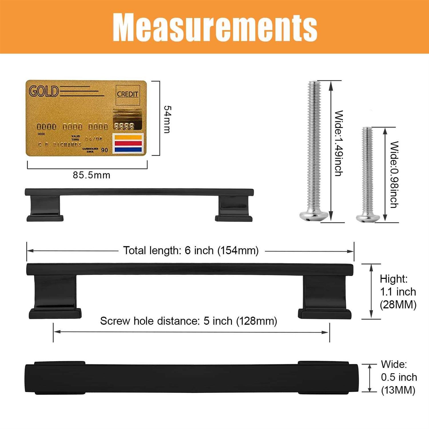 Vehcil Square Matte Black Cabinet Pulls 5 Inch Hole Centers Kitchen Cabinet Handles Drawer Pulls Kitchen Hardware for Cabinets - Cheap Fitting