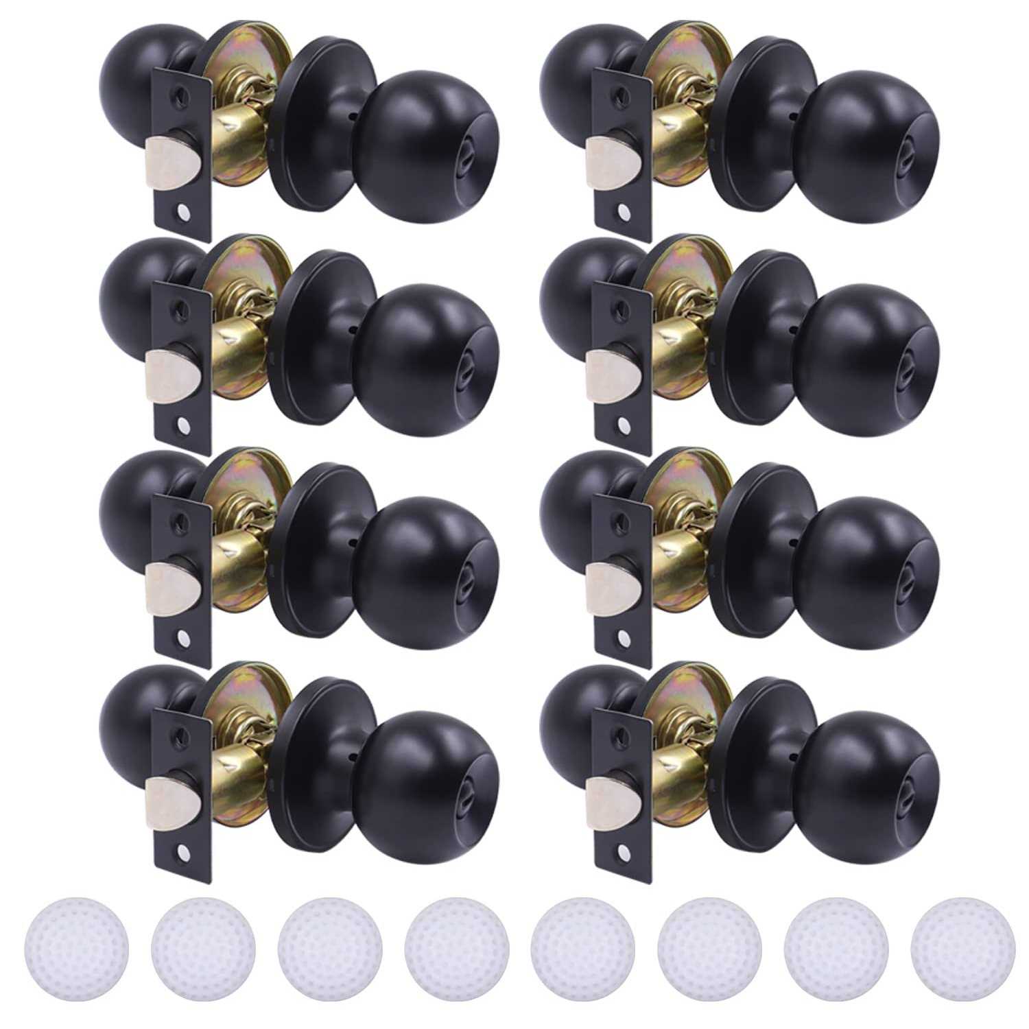 konigeehre Privacy Door Knobs Matte Black Interior Passage Door Lock Keyless Round Lockset for Bedroom Bathroom - Cheap Fitting