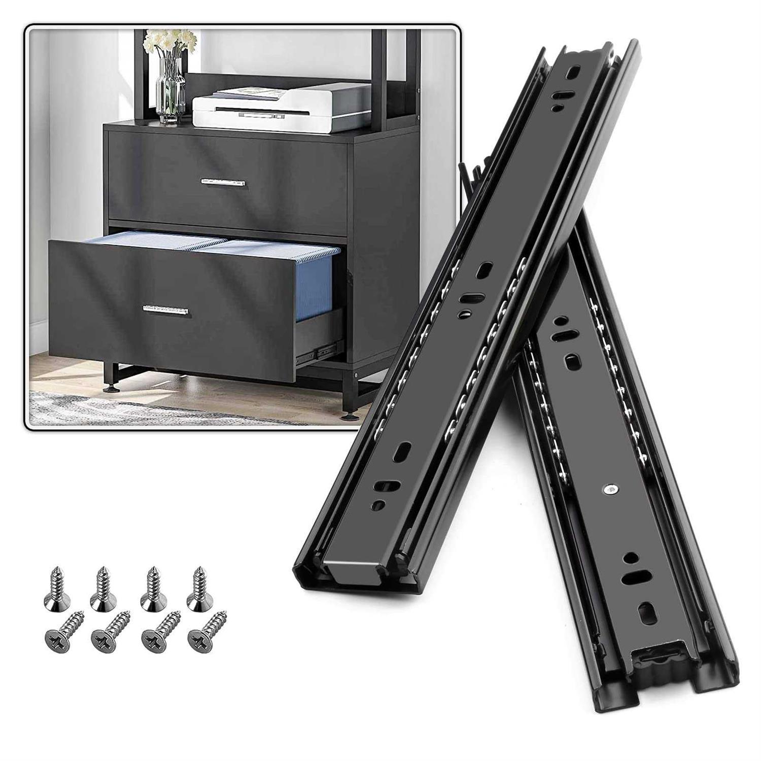 SHUHANG 1 Pair Full Extension Drawer Slides 8 10 12 14 16 18 20 22 24 Inch 100 lb Load Capacity Side Mount Ball Bearing Rails Cabinet Dresser Glides - Cheap Fitting