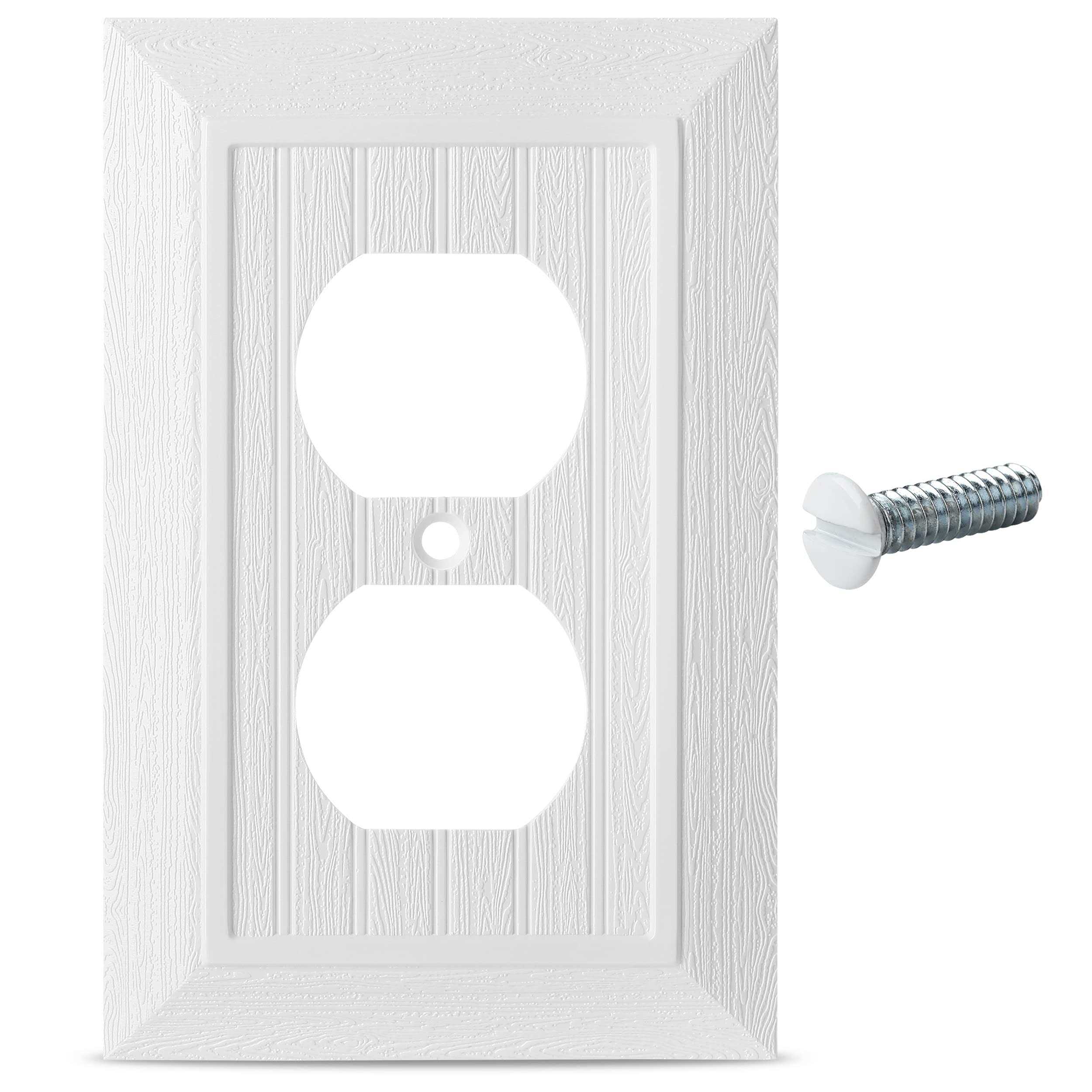 Bates Classic Beadboard Single Duplex Wall Plate 4 Pack White Outlet Covers - Cheap Fitting