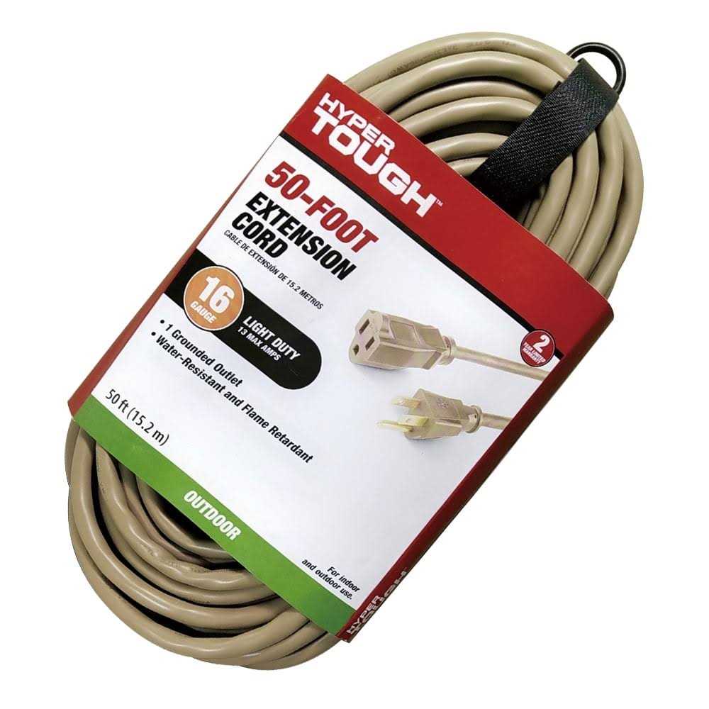 Hyper Tough 50ft 16AWG 3 Prong Single Outlet Outdoor Extension Cord - Cheap Fitting