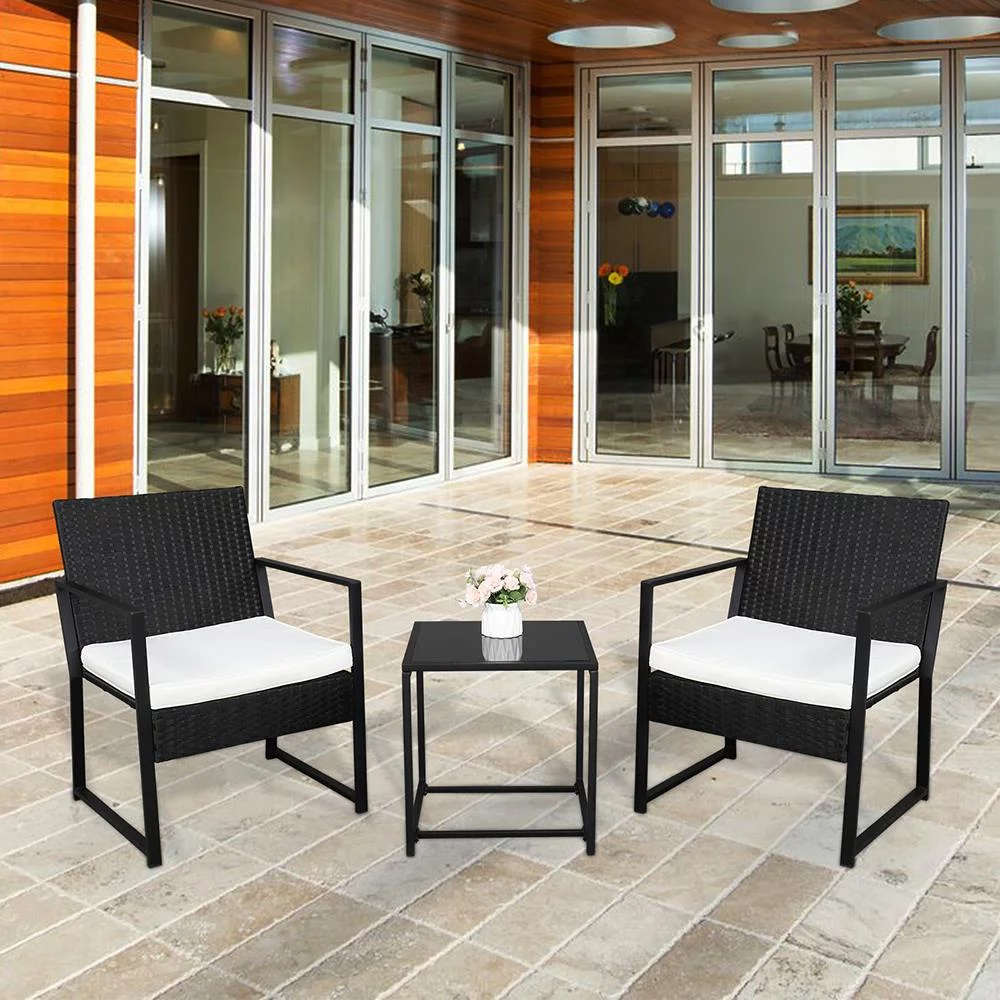Zimtown 3 Piece Patio Furniture Set with 2 Cushioned Chairs & End Table, Black - Cheap Fitting