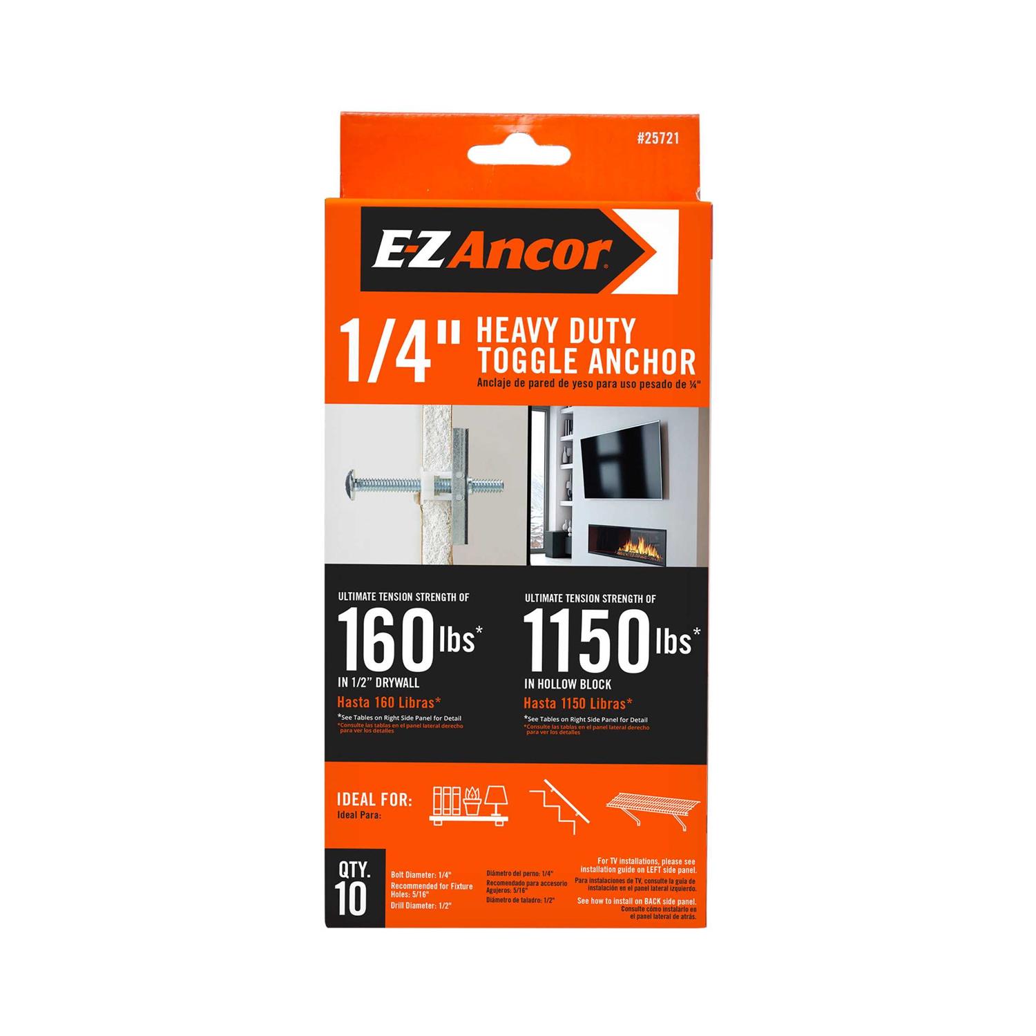 E-Z Ancor 25721 1/4-in dia Toggle Bolt Drywall Anchor - Cheap Fitting