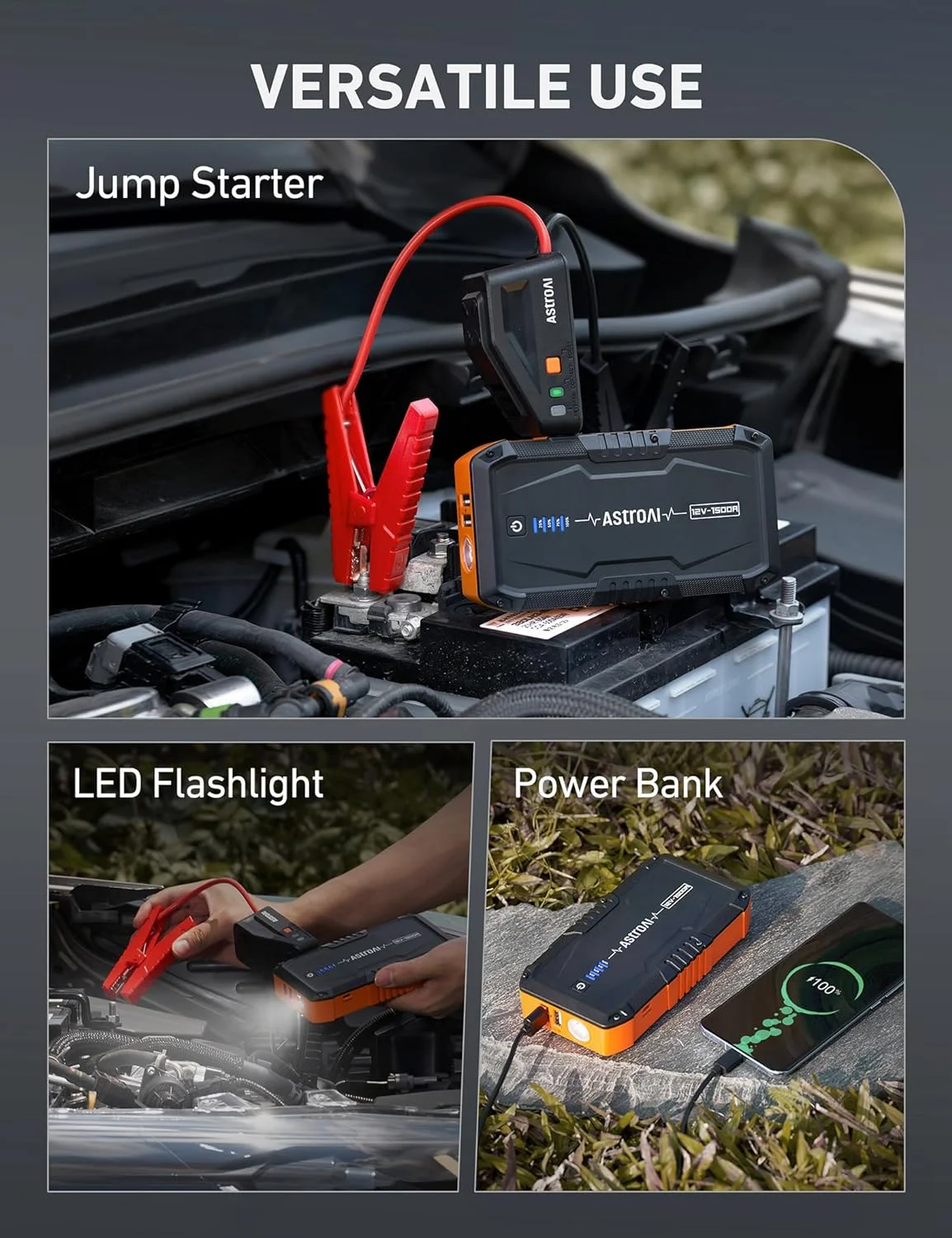 Car Jump Starter, 1500A Battery Jump Starter, Portable Car Charger, 12V Auto Jump Box - Cheap Fitting