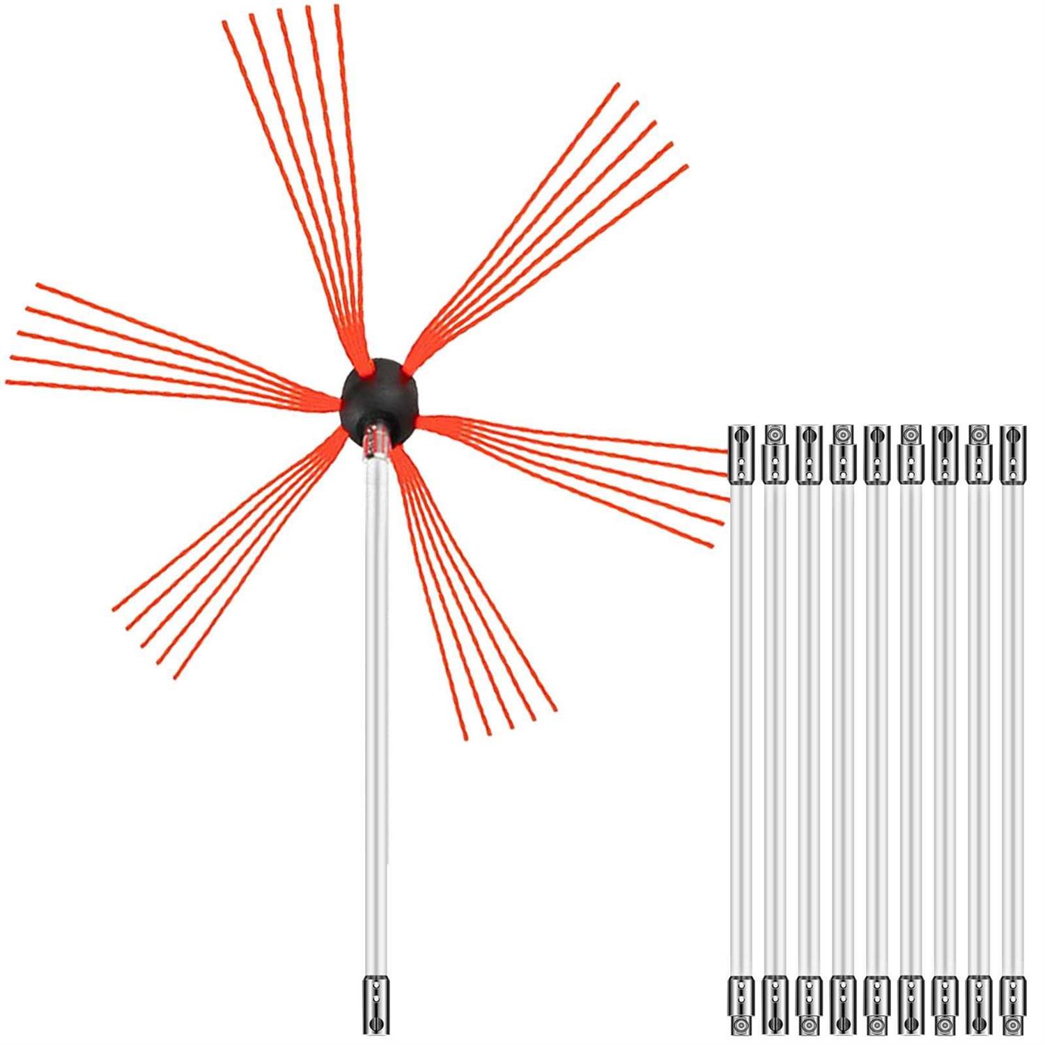 VEVOR Chimney Sweep Kit 33ft Length Chimney Cleaning Tool Kits with 10 Nylon Flexible Rods 10MYCS00000000001V0 - Cheap Fitting