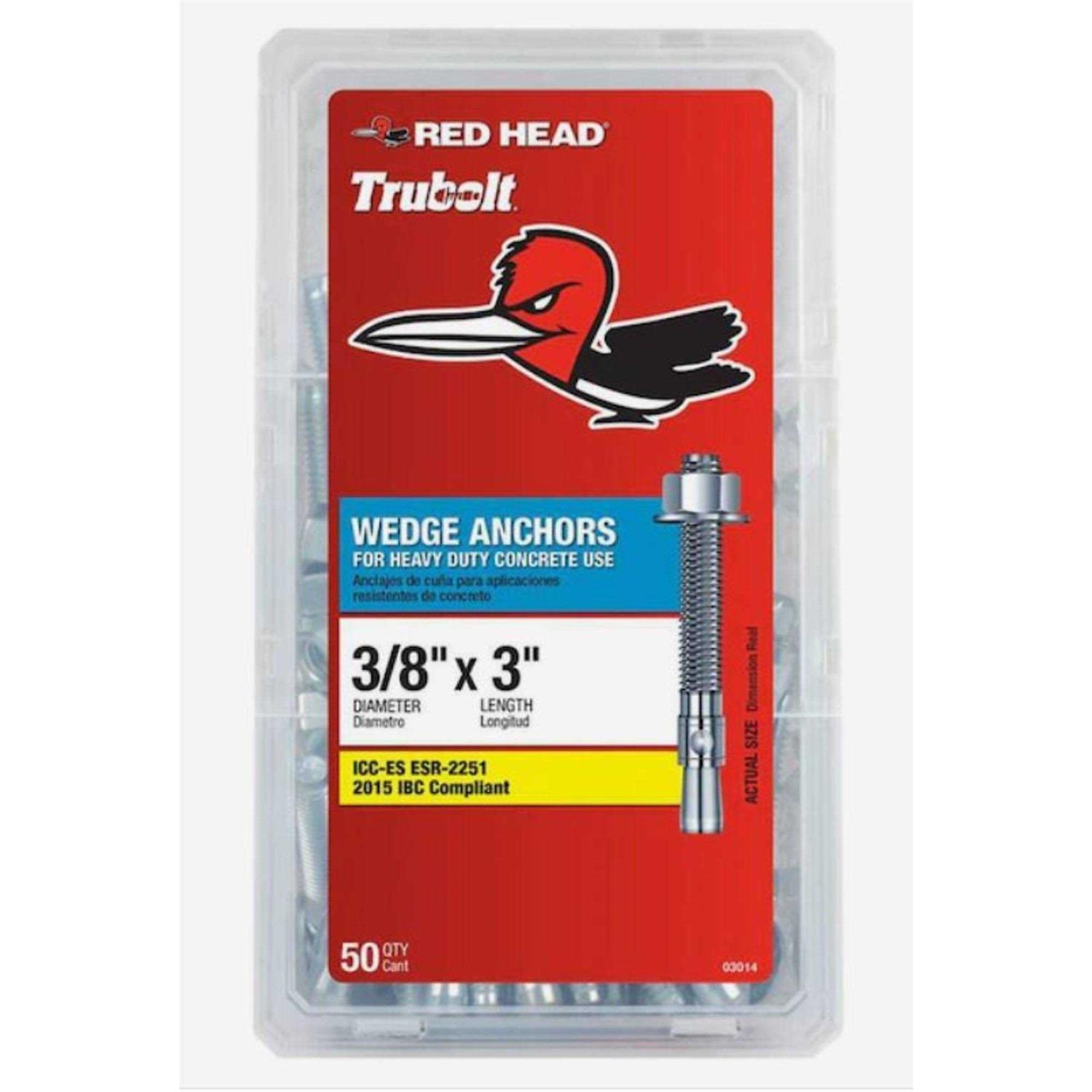 Red Head 3/8 in. x 3 in. Wedge Anchor 50CT - Cheap Fitting