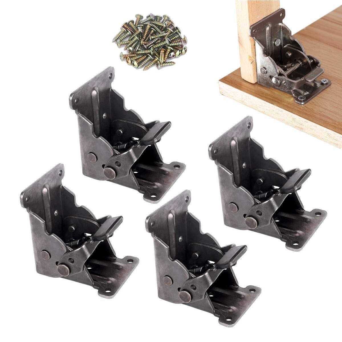 4 Pack Folding Brackets TopDirect Lock Extension Support Bracket Foldable Self Lock Hinges with Screws for Table Bed Leg Feet - Cheap Fitting