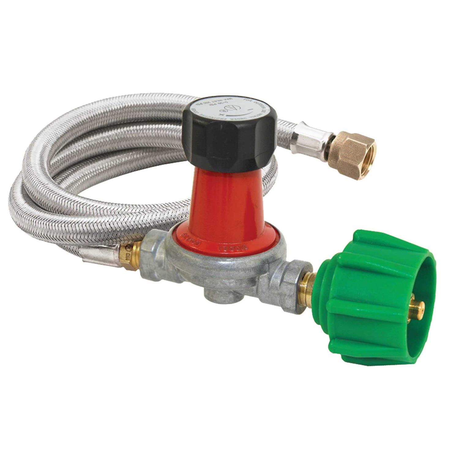 Bayou Classic 48 in. High Pressure Stainless Steel LP Hose & Adjustable Regulator - Cheap Fitting