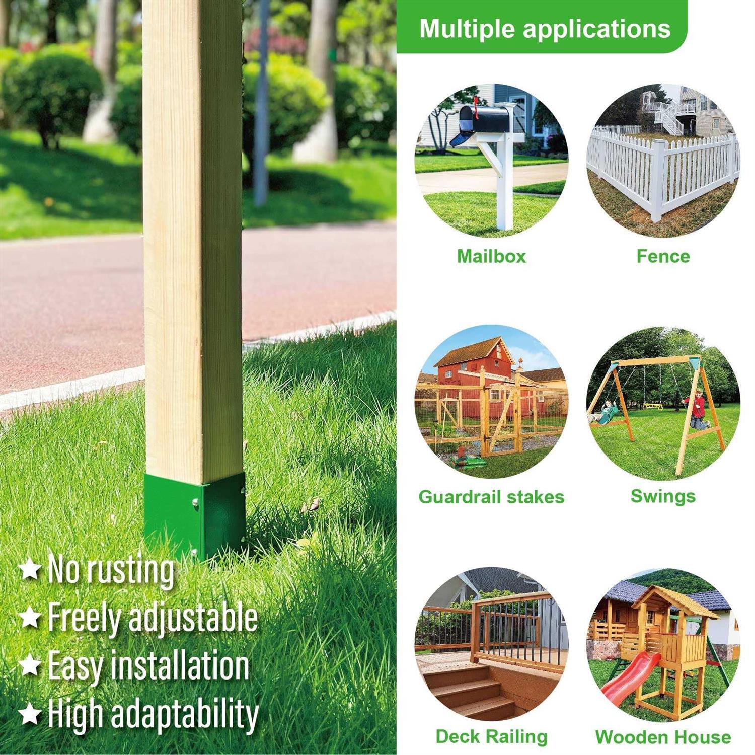 Wanhork 304 Stainless Steel Adjustable Post Protector, Protect mailboxes, Deck and Fences from rain and Damage to Maintenance - Cheap Fitting