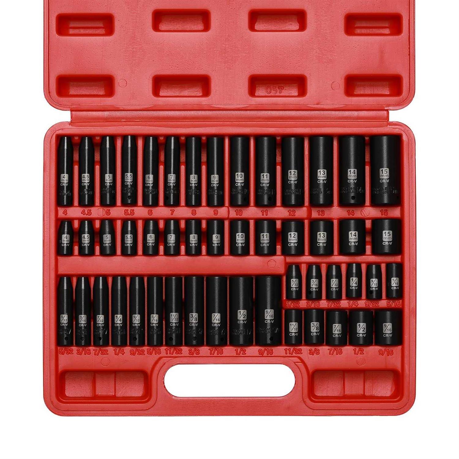 EMENTOL 50PCS 1/4 Drive Deep And Shallow Impact Socket Set - Cheap Fitting