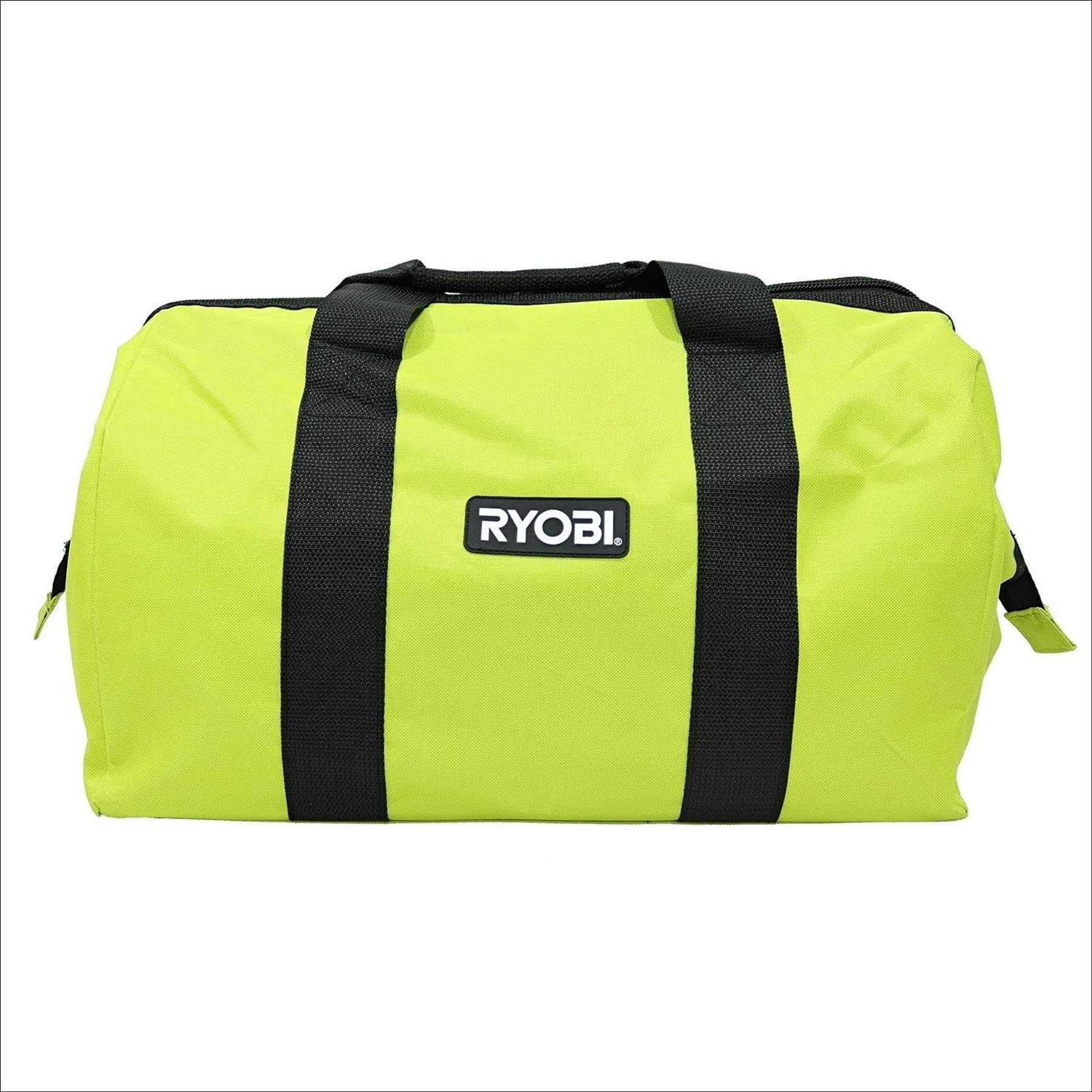 Ryobi Green Wide Mouth Collapsible Genuine OEM Contractors Bag w/ Full Top Single Zipper Action and Cross X Stitching - Cheap Fitting