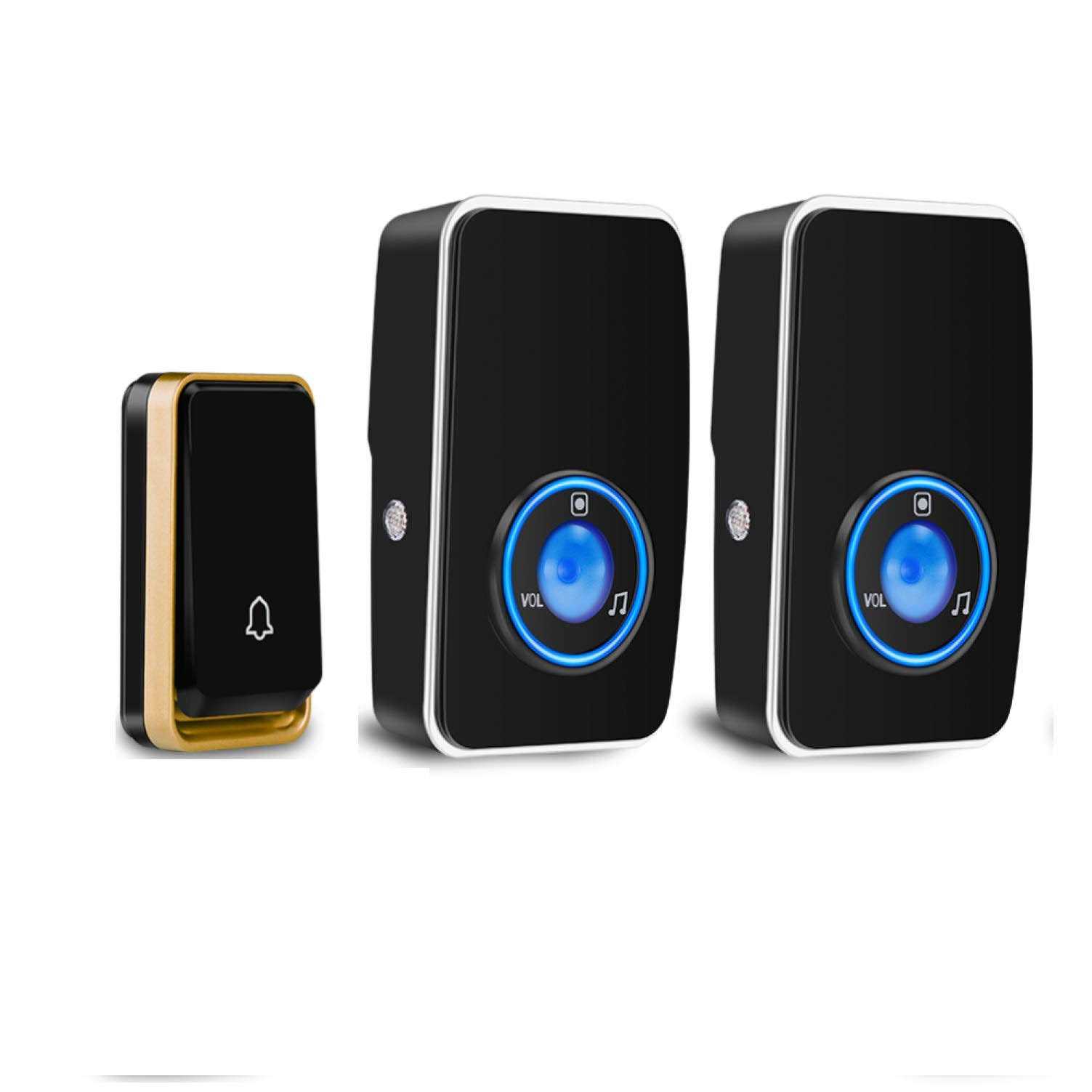 Wireless Doorbell Waterproof AURTEC Door Chime Kit with 2 Plug-in LED Flash Receivers & 1 Press Self-Powered Transmitter - Cheap Fitting