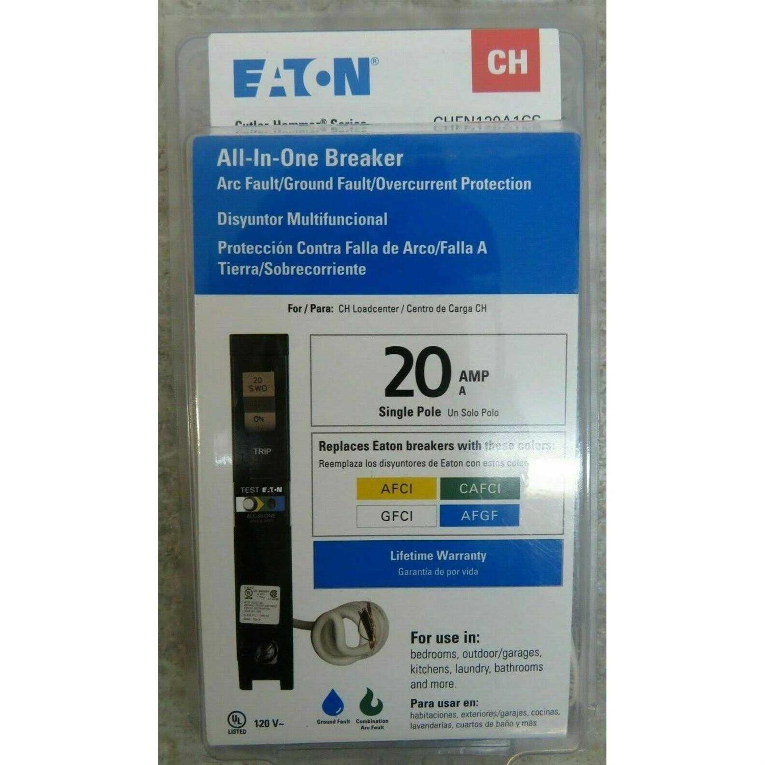 All-In-One Breaker 20 Amp Single Pole CHFN120A1CS Eaton - Cheap Fitting