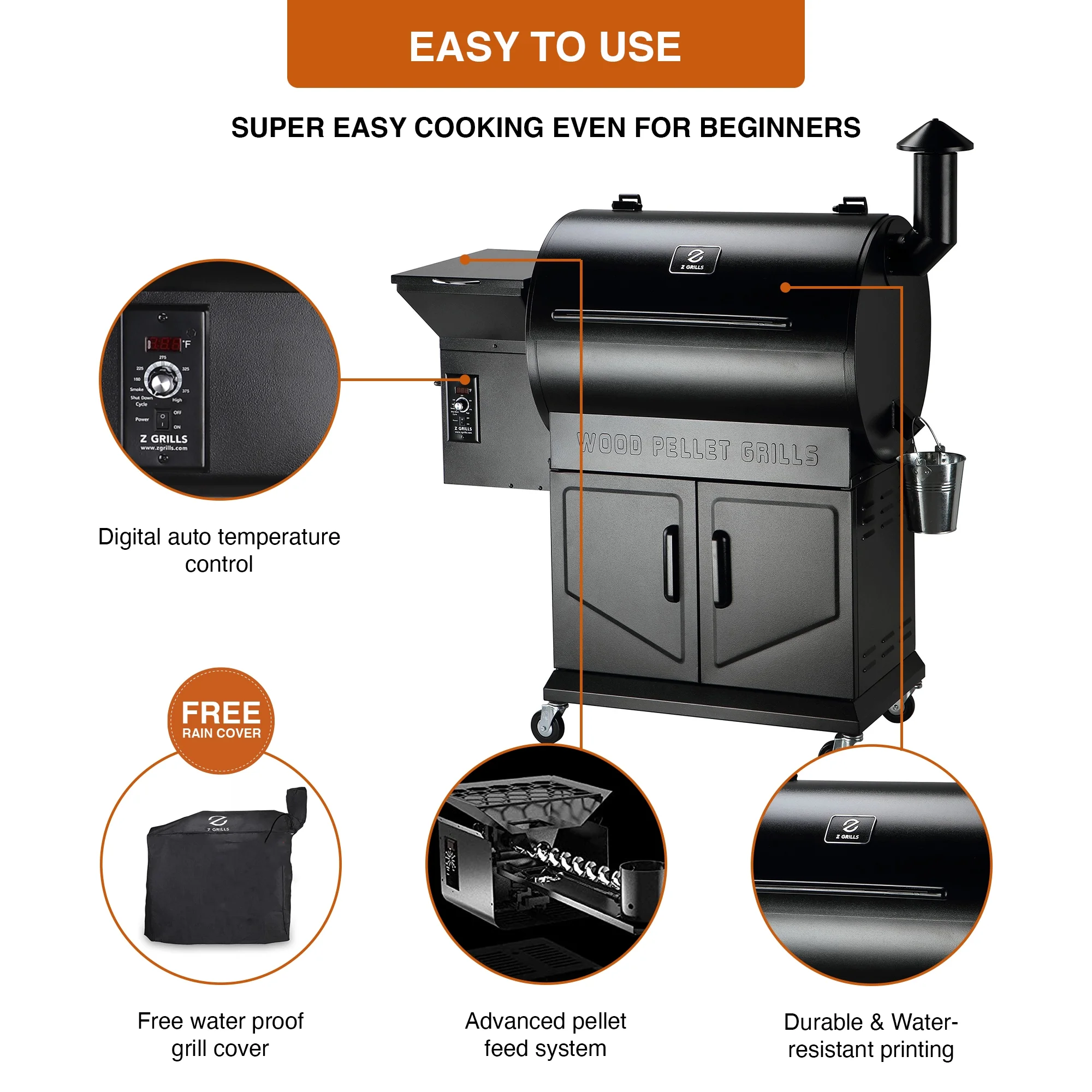 Z Grills ZPG-700D7 697 sq. in. Pellet Grill & Smoker Black - Cheap Fitting