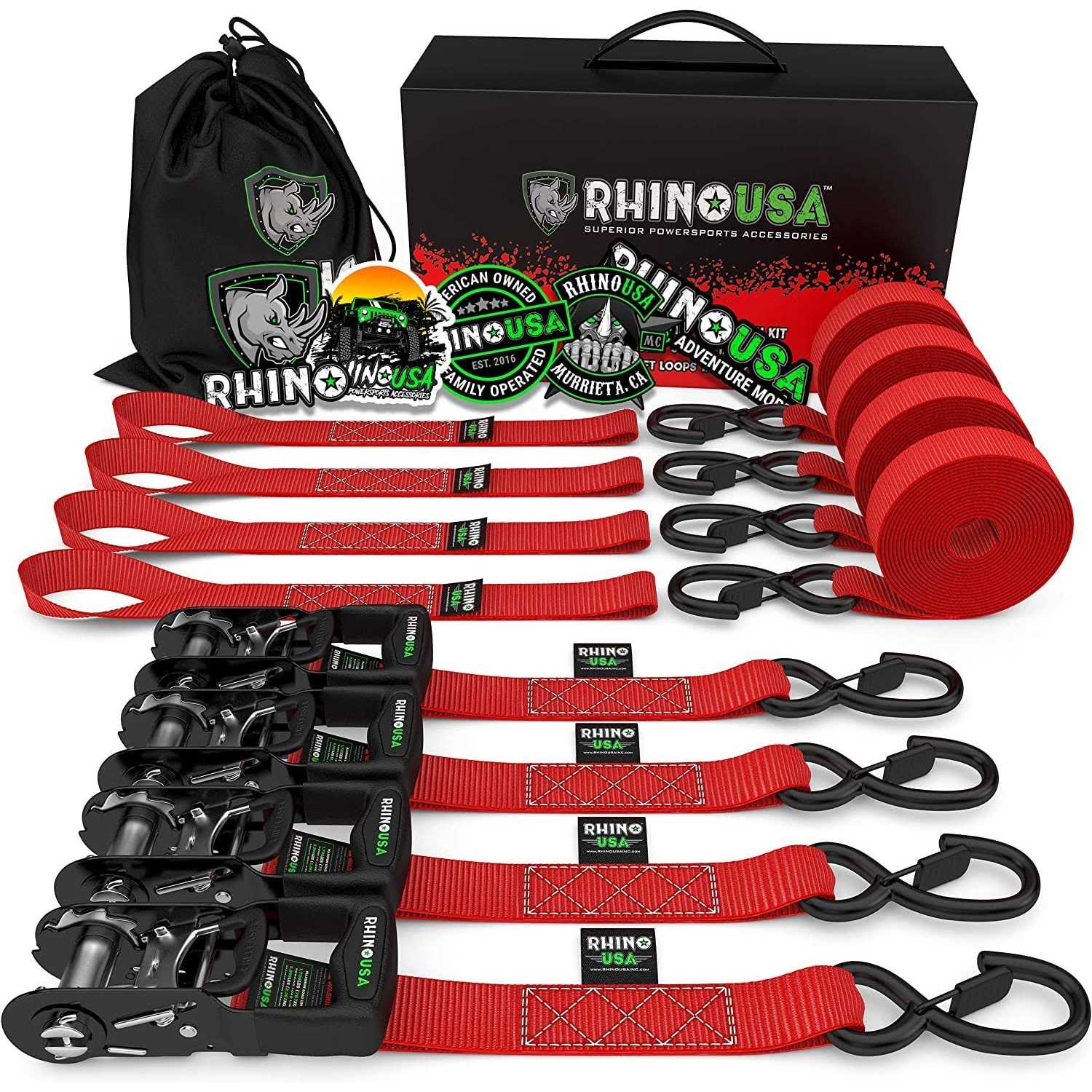 Rhino USA 1.6 inch x 8′ HD Ratchet Tie-Down Set - Cheap Fitting