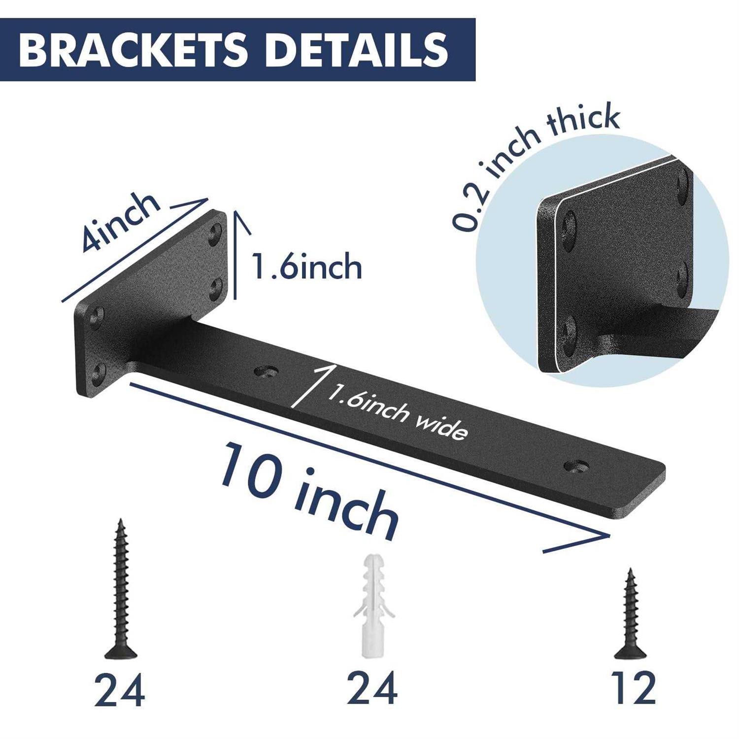Starunder 6 Pack Floating Shelf Heavy Duty Industrial Shelf Bracket - Cheap Fitting