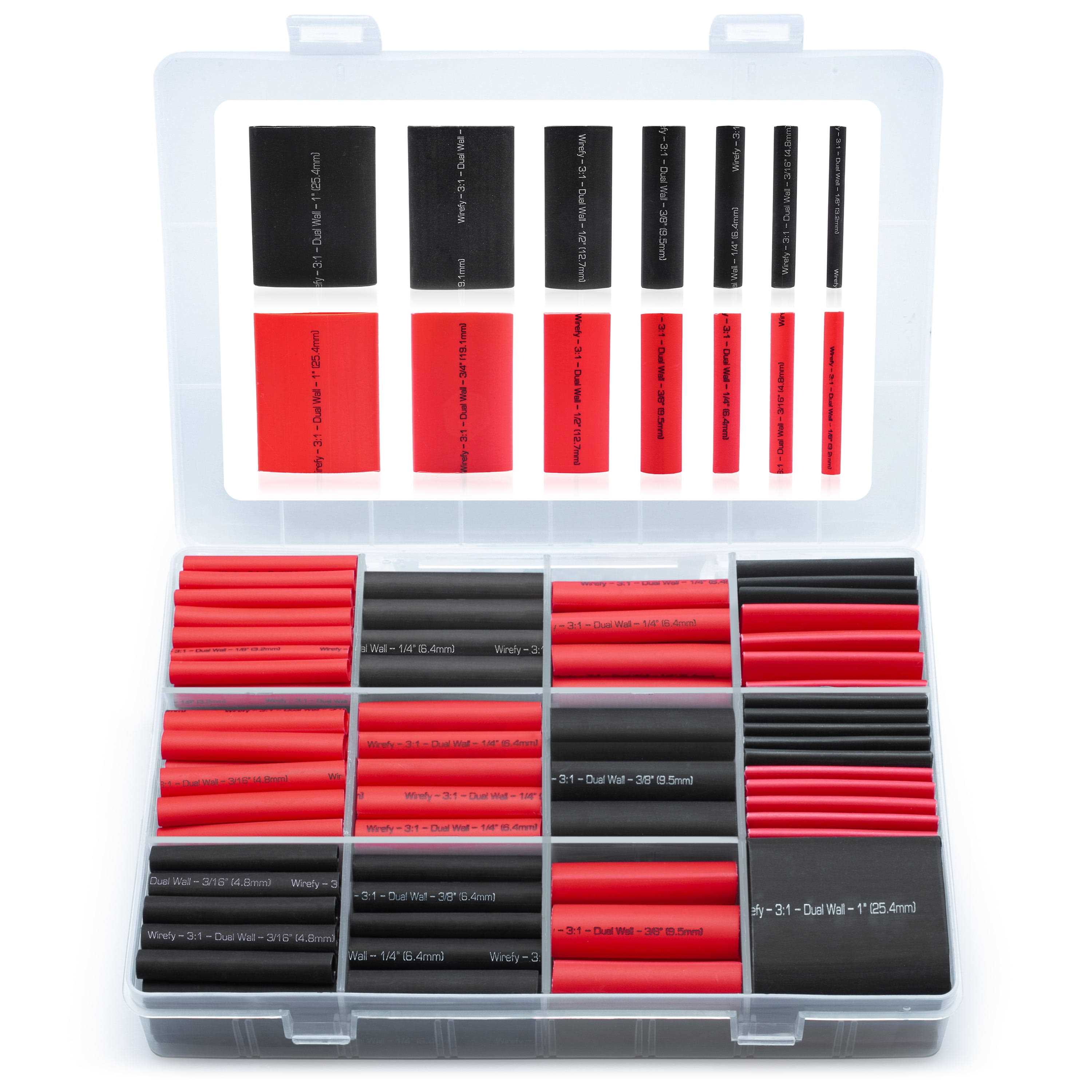 Wirefy 200 PCS Black Red Larger Diameters Heat Shrink Tubing Kit - Cheap Fitting