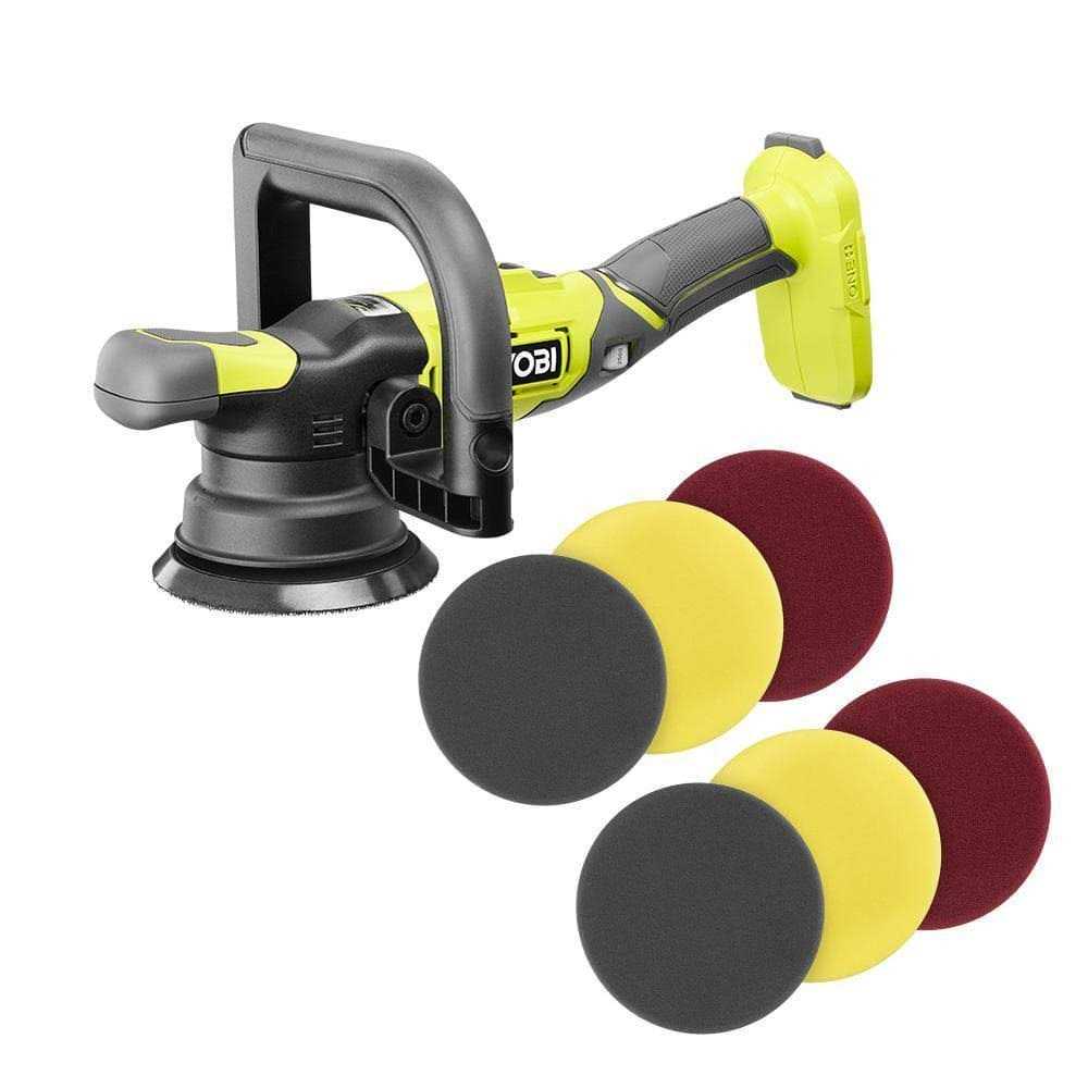 RYOBI ONE+ 18V Cordless 5 in. Variable Speed Dual Action Polisher with Foam Dual Action Polisher Pad Set - Cheap Fitting