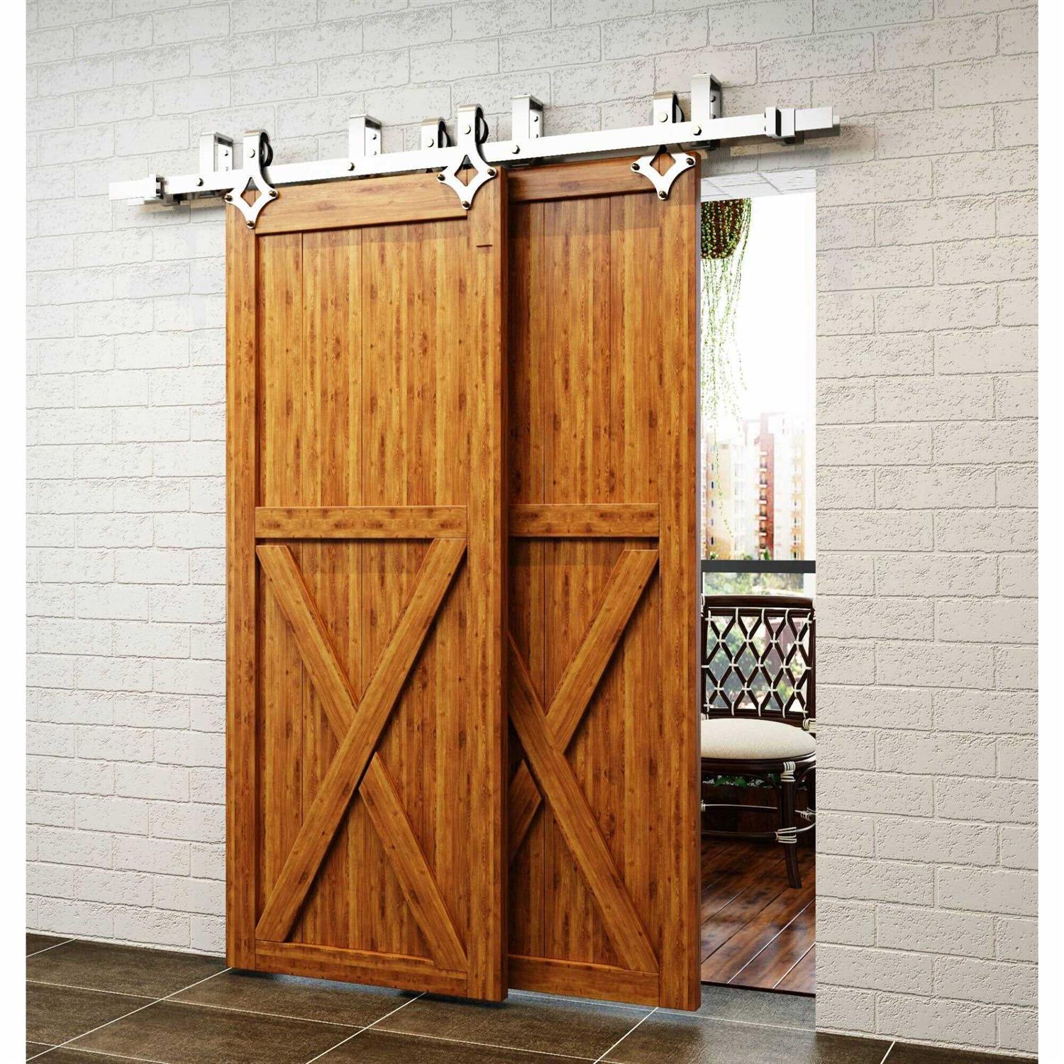 Double Bypass Track Barn Door Hardware Kit Homacer Track Length - Cheap Fitting