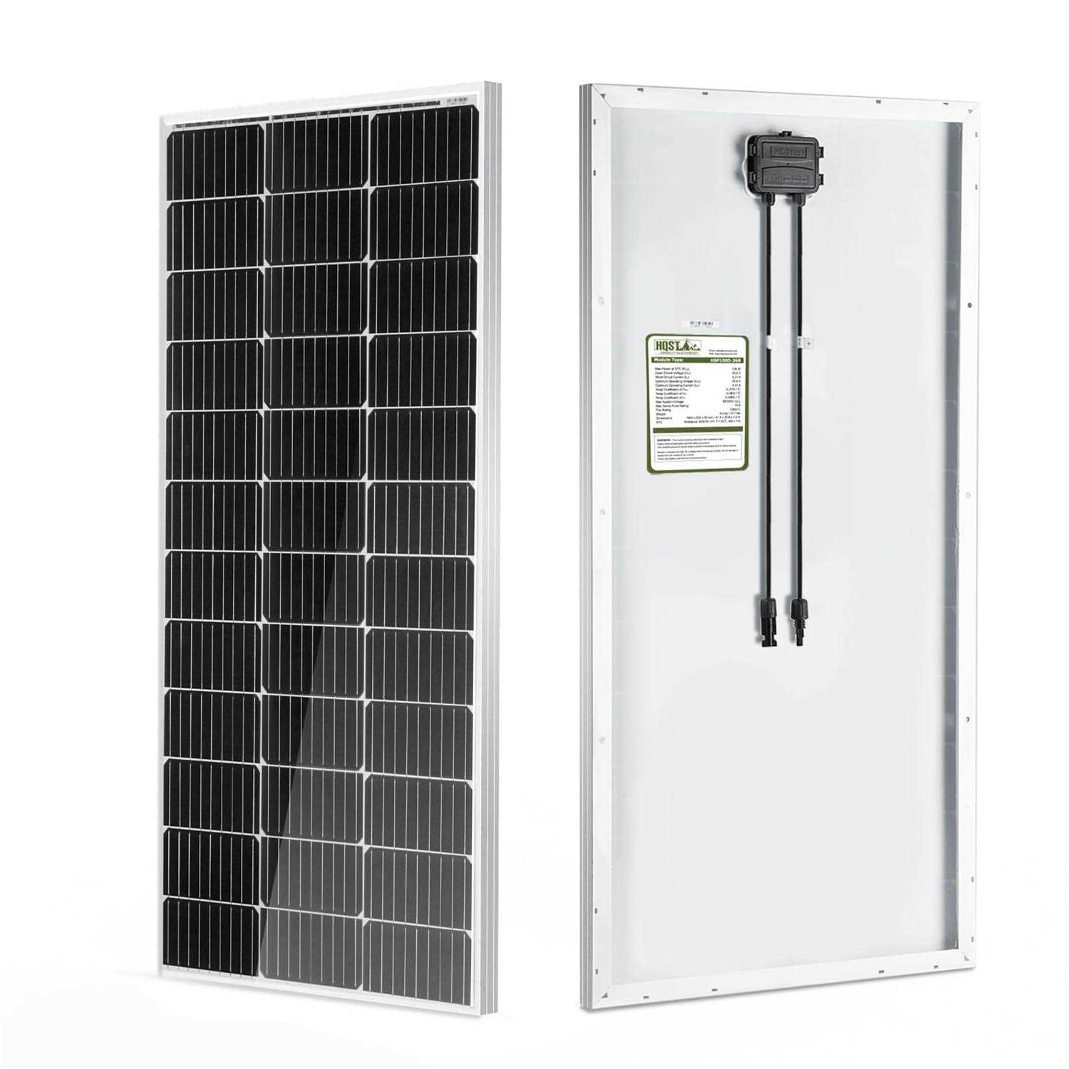 Hqst High Quality Solar Technology Hqst 100 Watt 12v Monocrystalline Solar Panel with Solar Connectors - Cheap Fitting