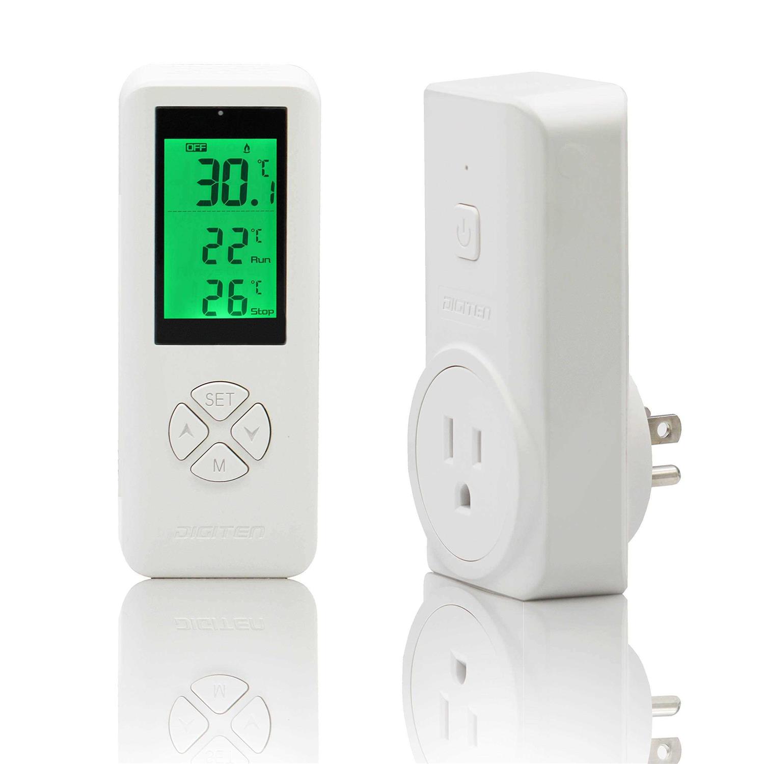 DIGITEN Wireless Temperature Controlled Outlet Digital Plug in Thermostat Outlet with Remote Control Built in Temp Sensor Heating & Cooling for A/c - Cheap Fitting