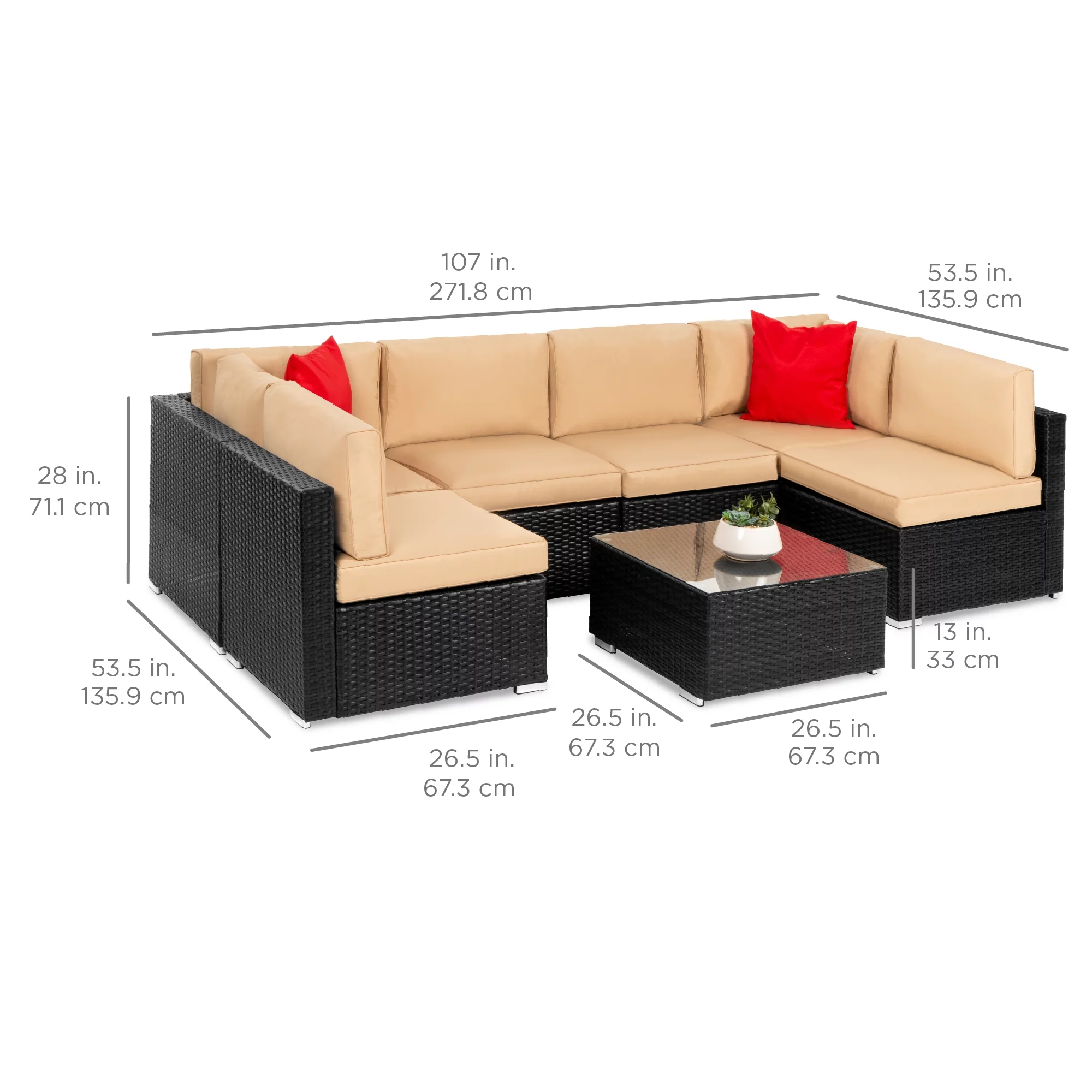 Best Choice Products 7-Piece Outdoor Modular Patio Conversation Furniture, Wicker Sectional Set - Gray/Navy - Cheap Fitting