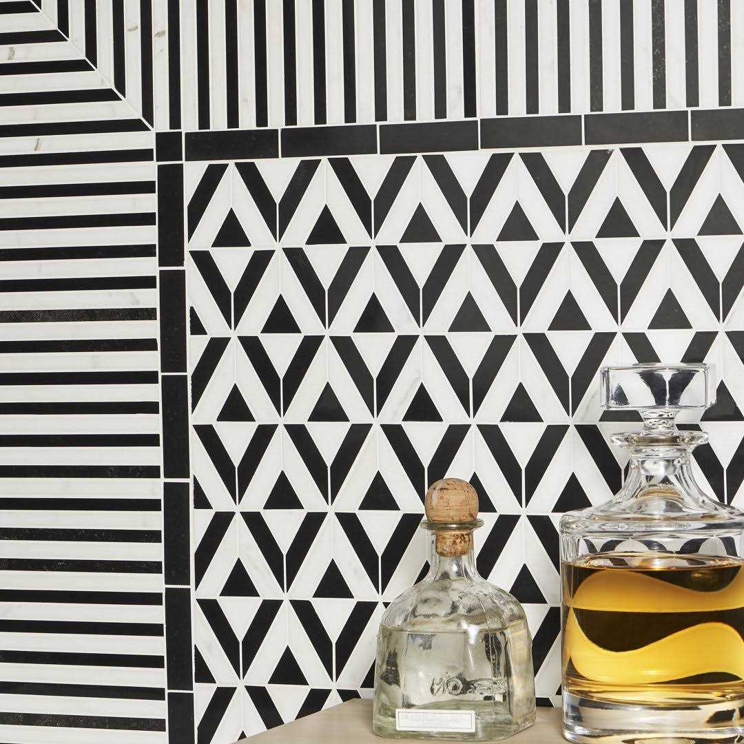 Florey Linear Corner 7.87 in. x 7.87 in. Polished Marble Floor and Wall Mosaic Tile Ivy Hill Tile - Cheap Fitting