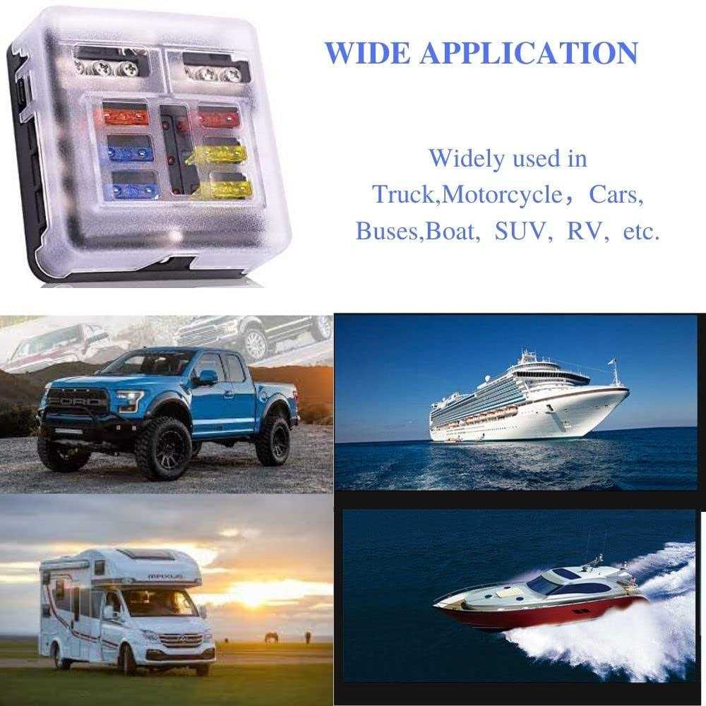 6 Way 12v Fuse Block Waterproof Boat Fuse Panel with LED Warning Indicator Damp-Proof Cover - Cheap Fitting