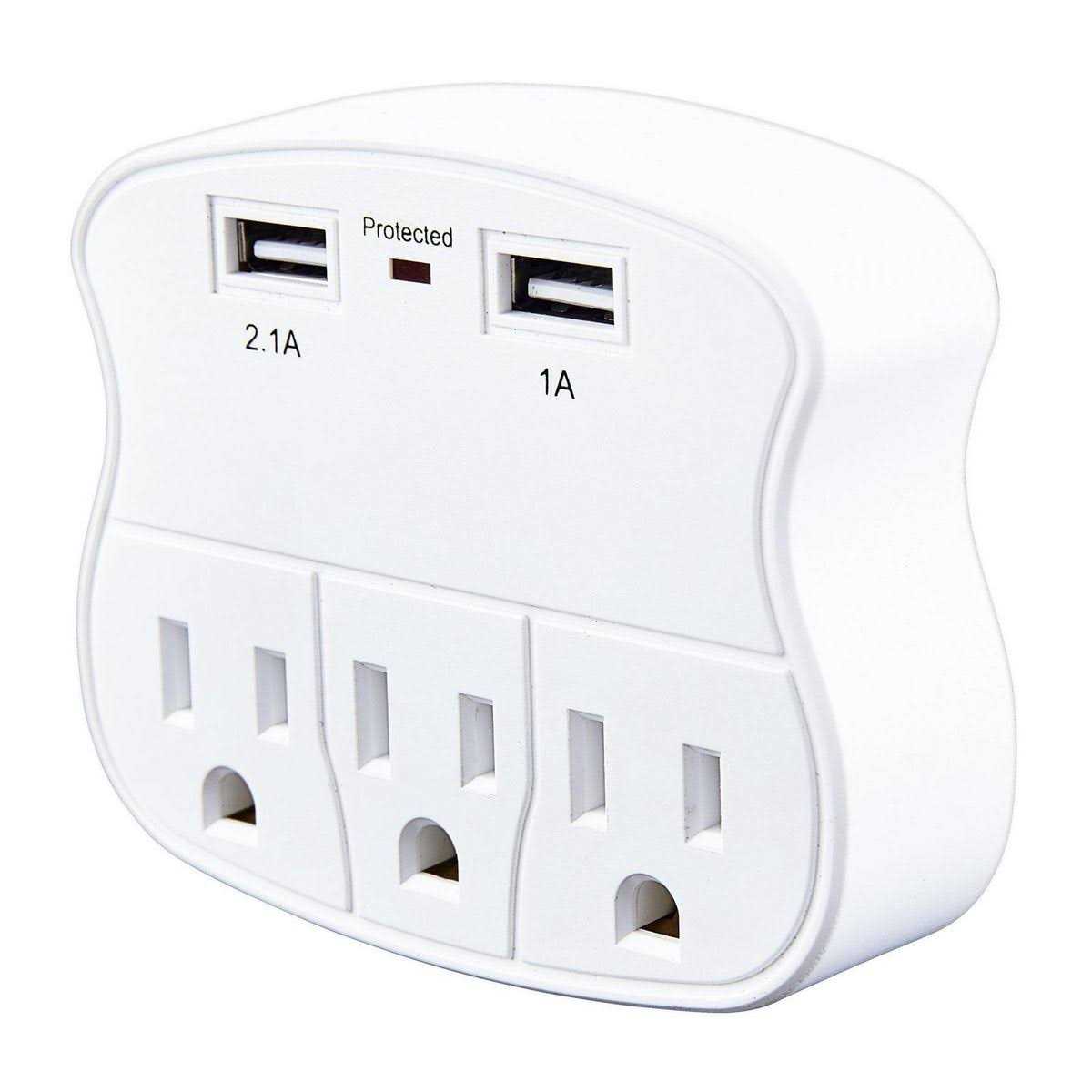 Armstrong 3 Outlet 2 USB Rapid Charging Wall Adapter - Cheap Fitting