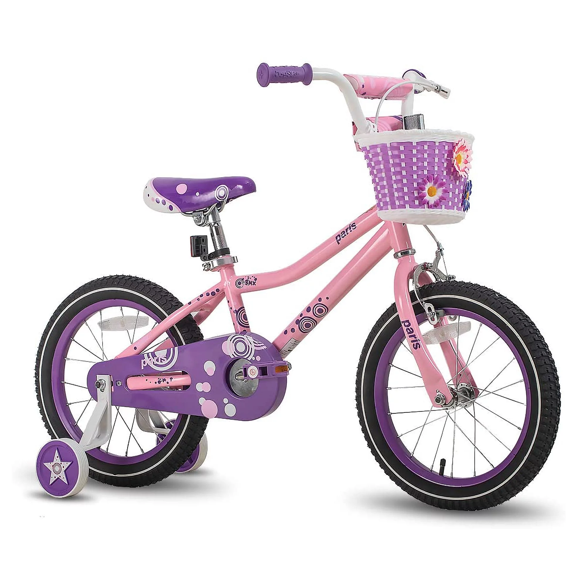Joystar Paris 18 Inch Ages 5 to 9 Girls Training Wheel Kickstand Bike, Blue/Pink - Cheap Fitting
