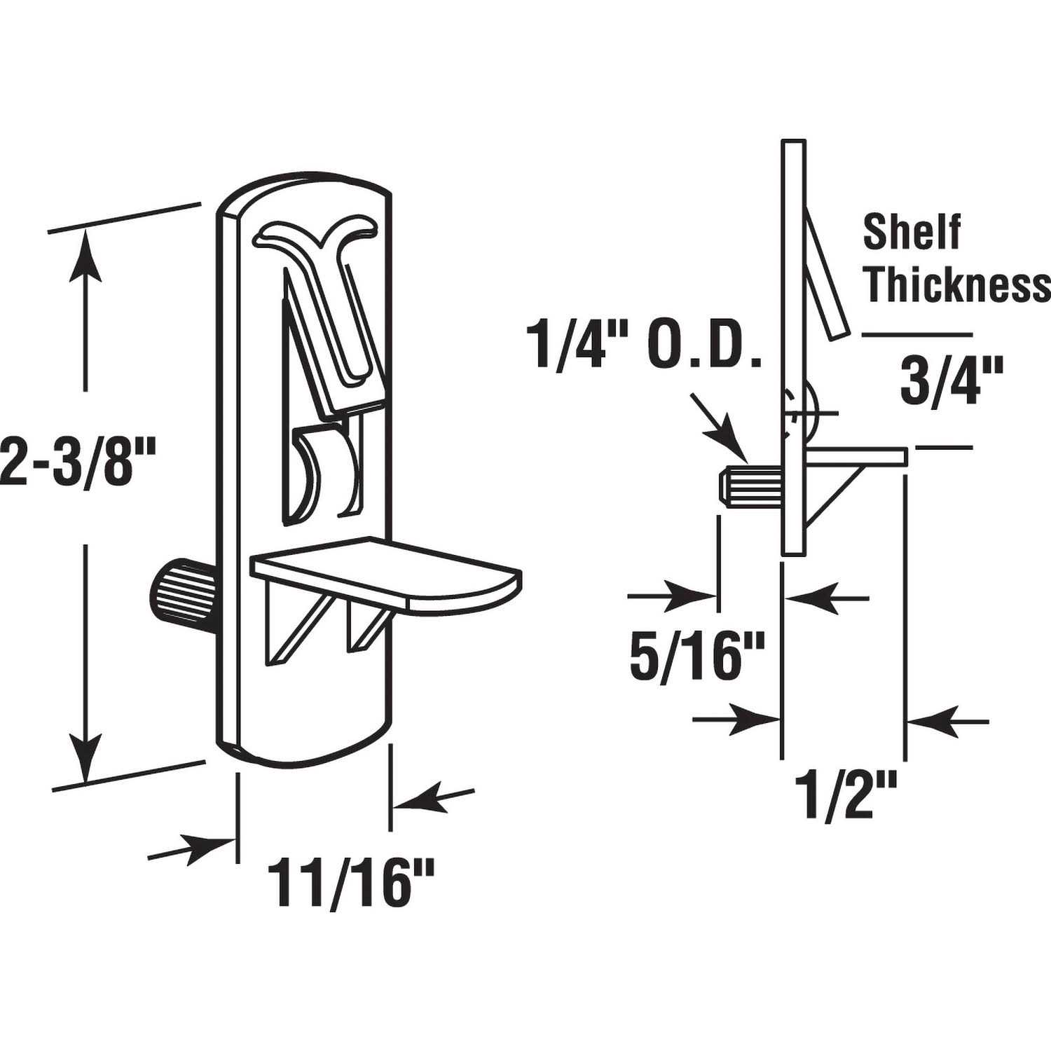 Prime-Line Shelf Support Peg Bracket U 9398N - Cheap Fitting