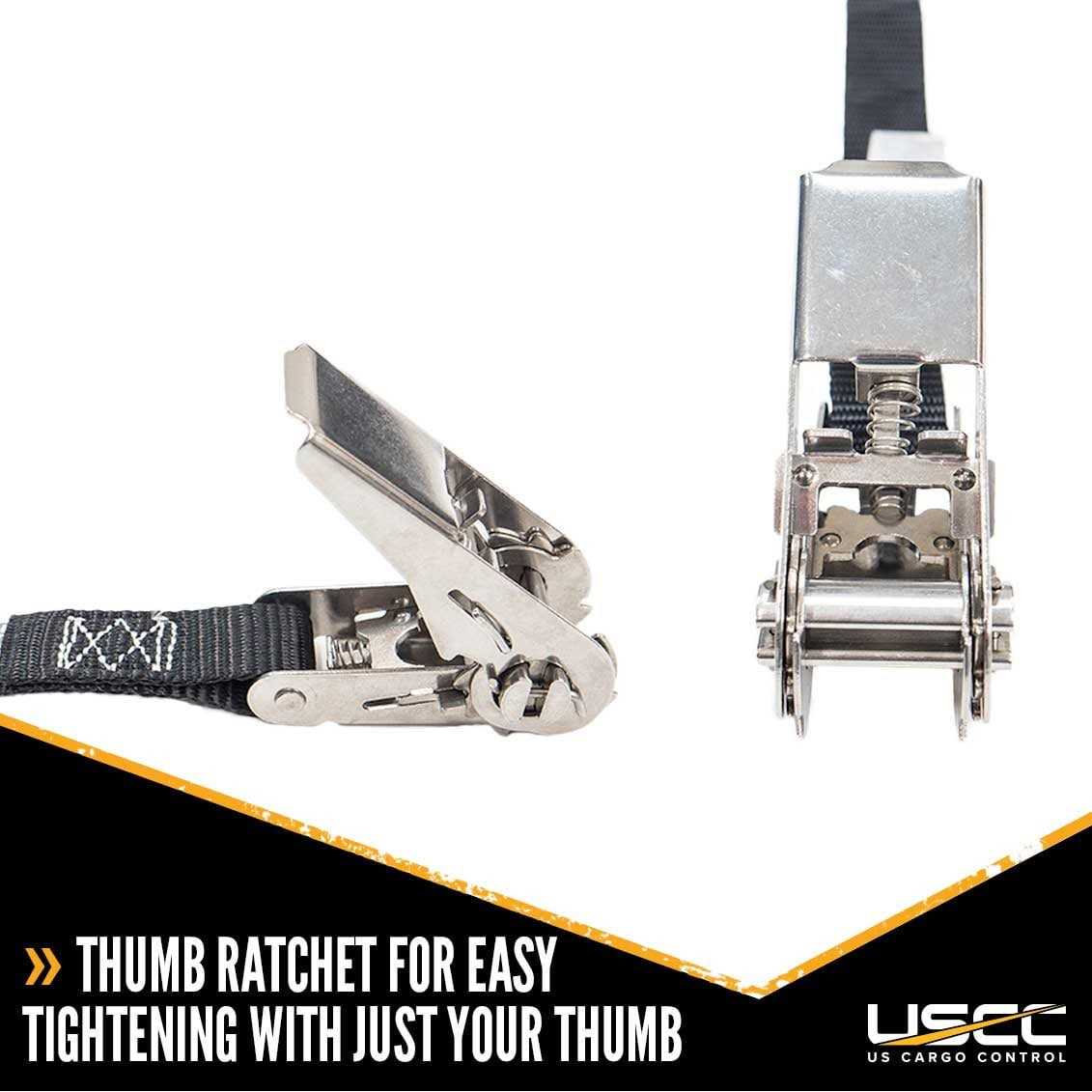 Us Cargo Control 1 x 10′ Black Stainless Steel Thumb Ratchet Strap w - Cheap Fitting