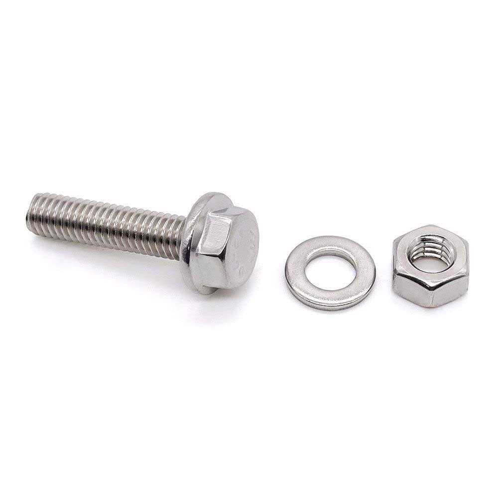 Glvaner M8 x Stainless Steel Extra Large Flanged Washer Head Hex Bolt GB 5789 and Hex Nuts & Flat Washers Assortment Full Thread - Cheap Fitting